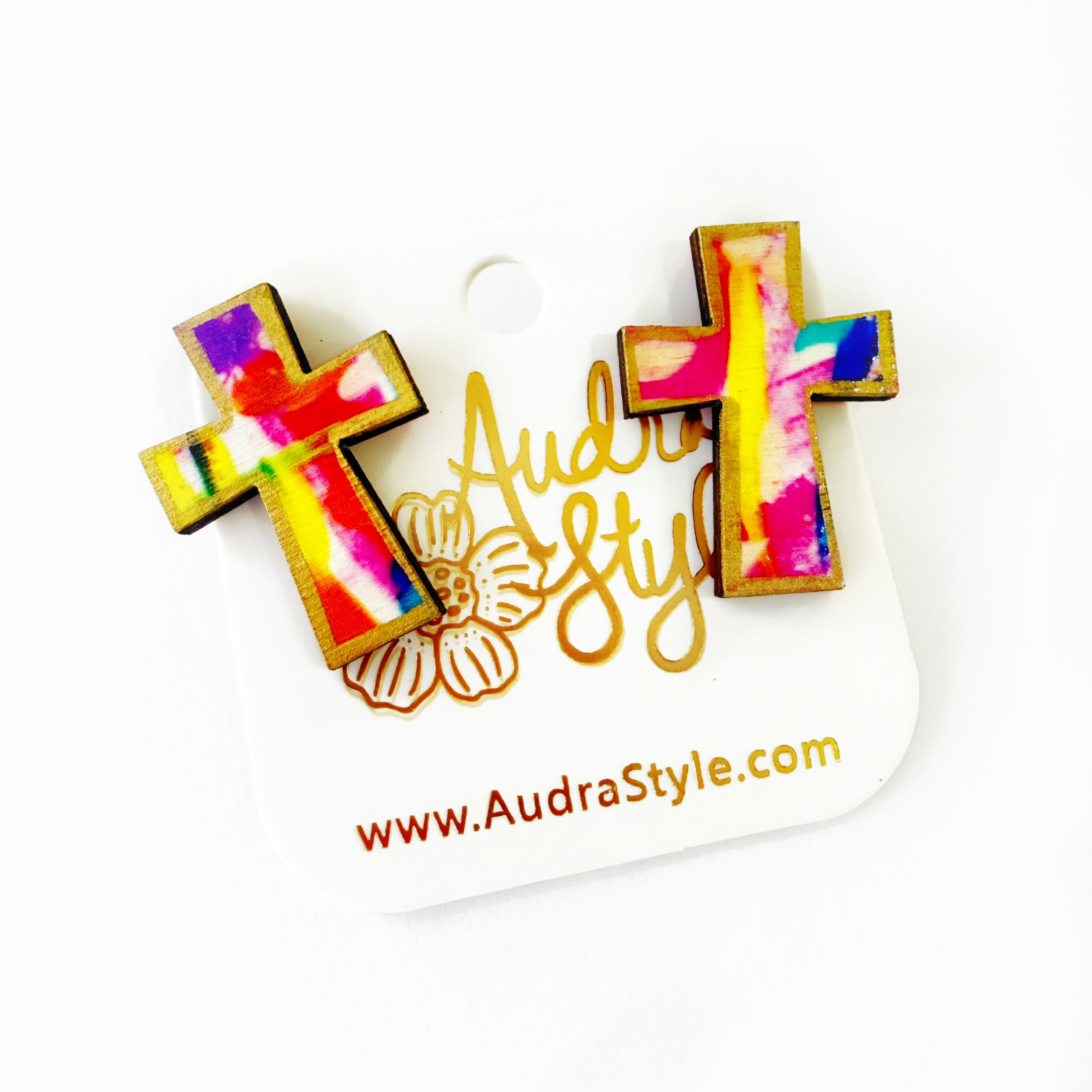 Abstract Cross Stud - Colorful Spring Summer, Easter Earring