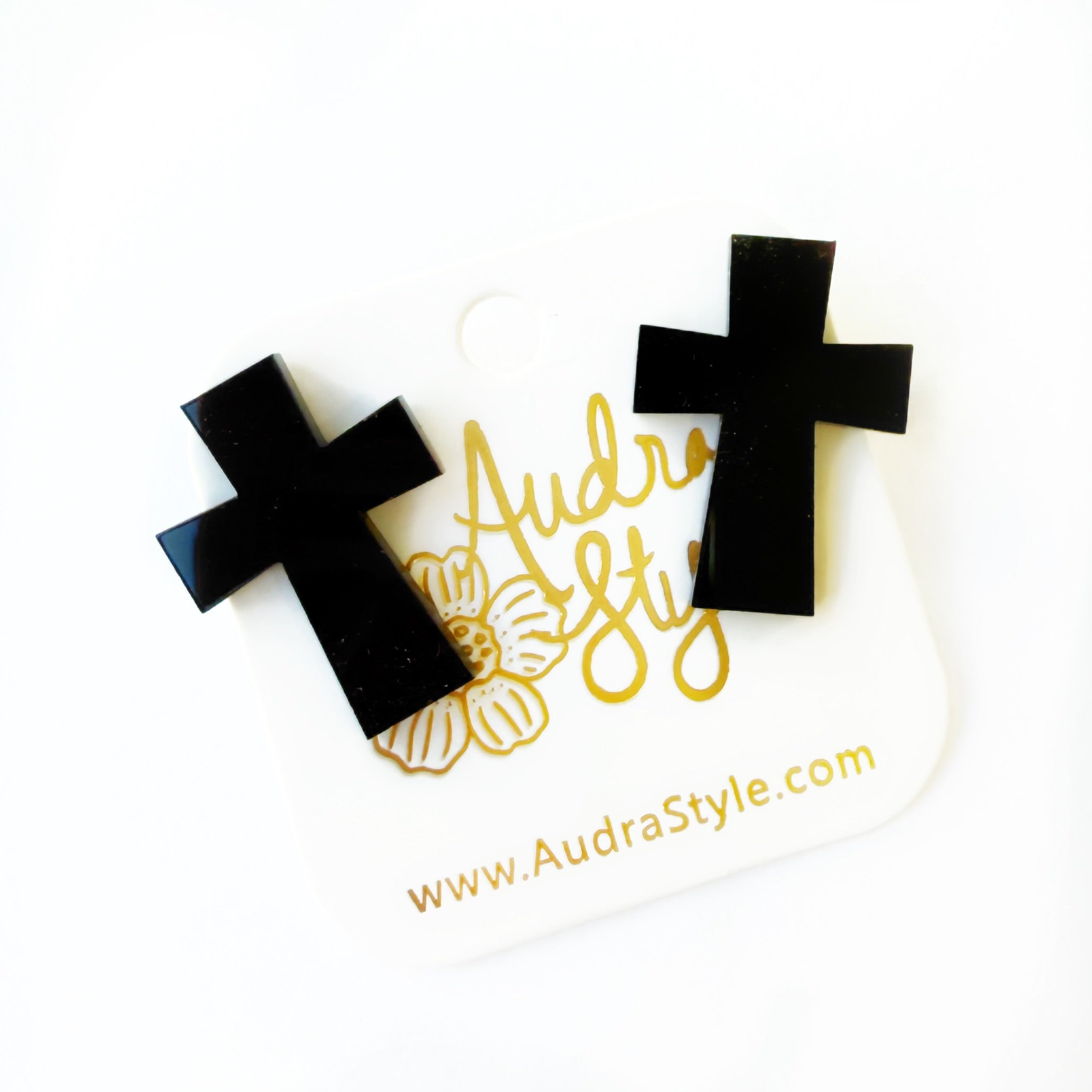 Black Cross Stud - Neutral Spring Summer, Easter Earring