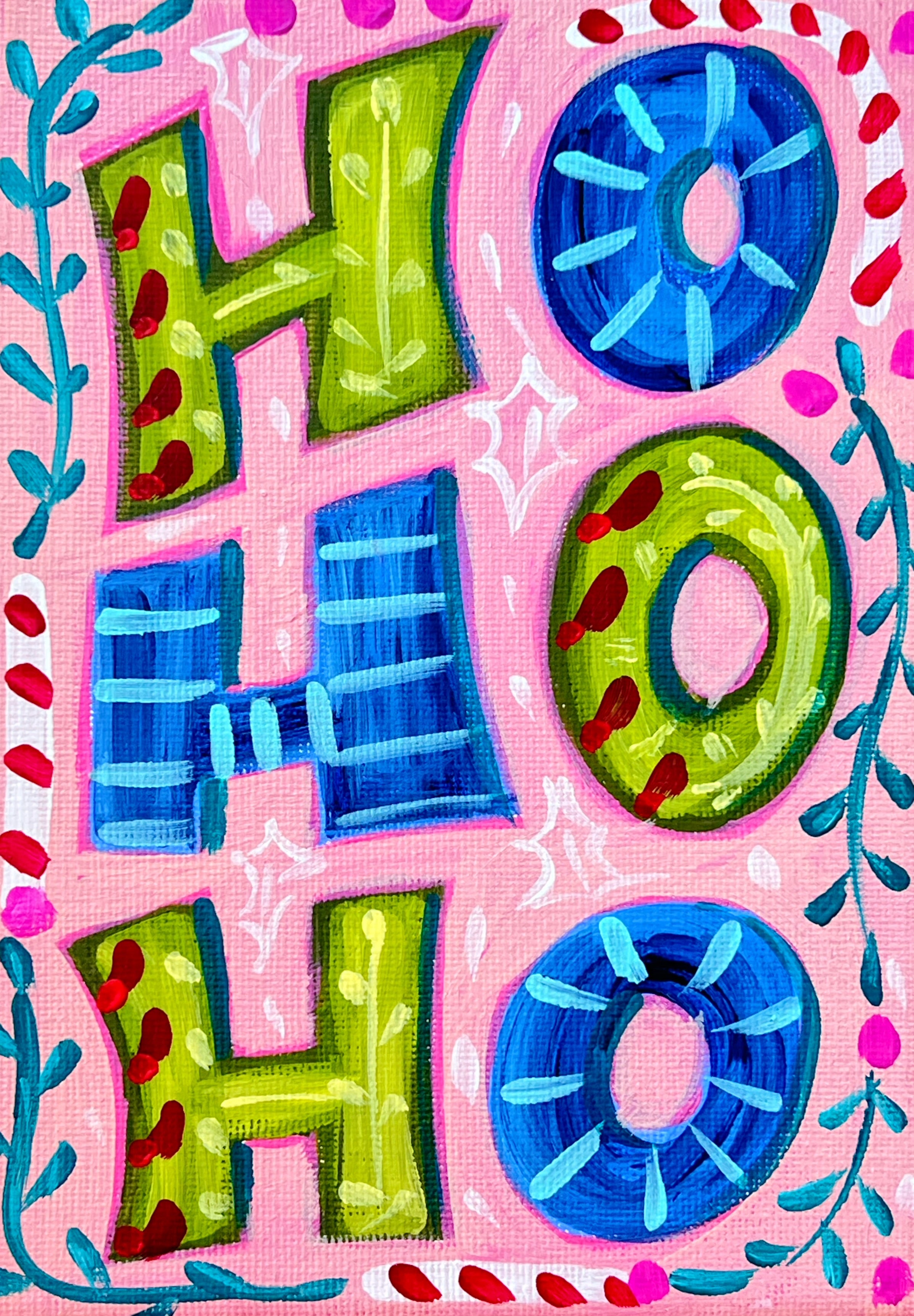 Ho Ho Ho Christmas Reproduction Print - On Paper or Canvas