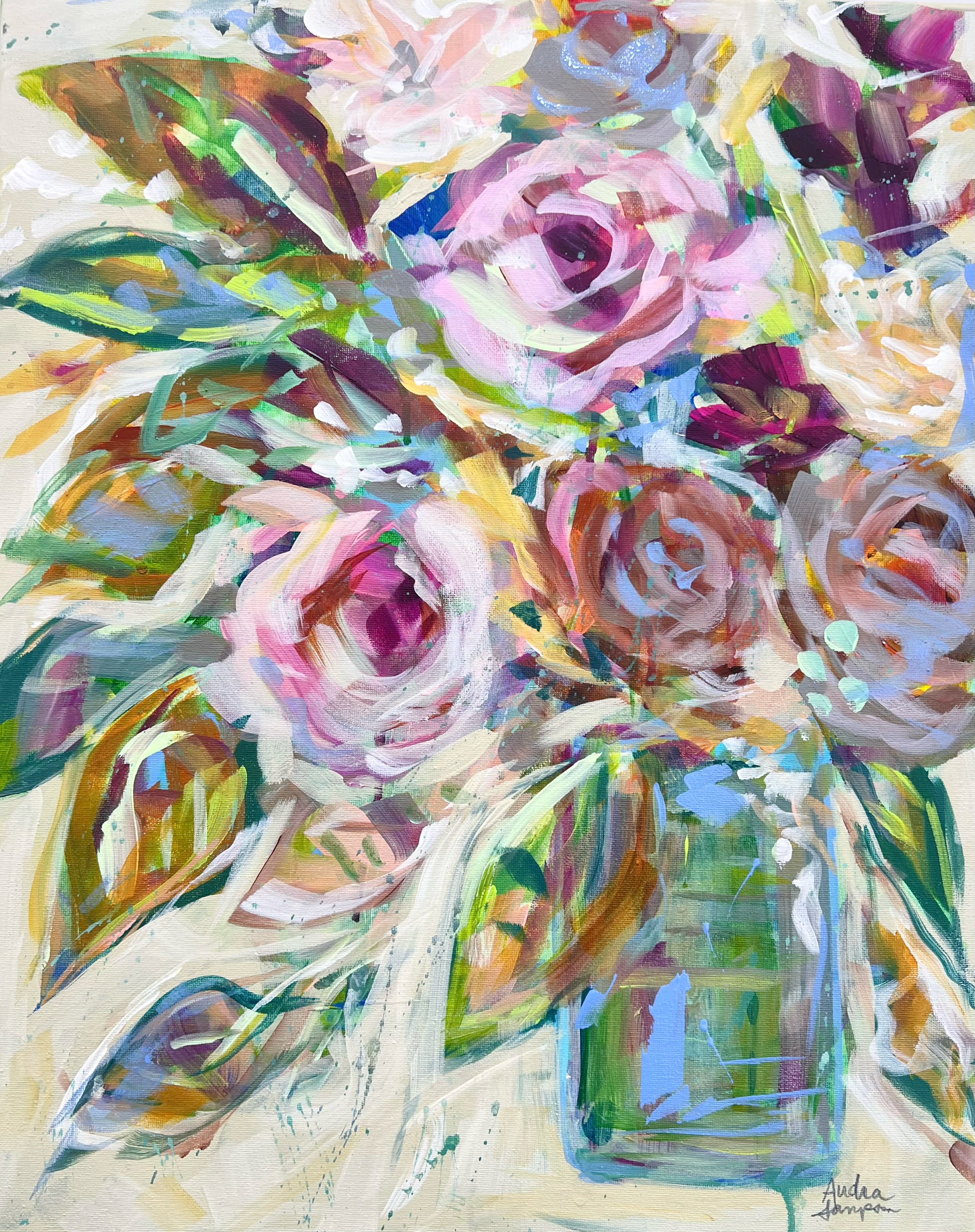 Muted Floral 16x20" Original Painting on Canvas