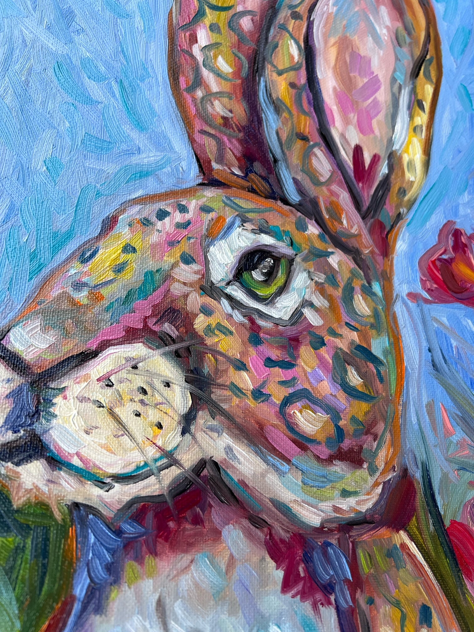 Leopard Bunny 18x24" Original Oil Painting Original on Canvas