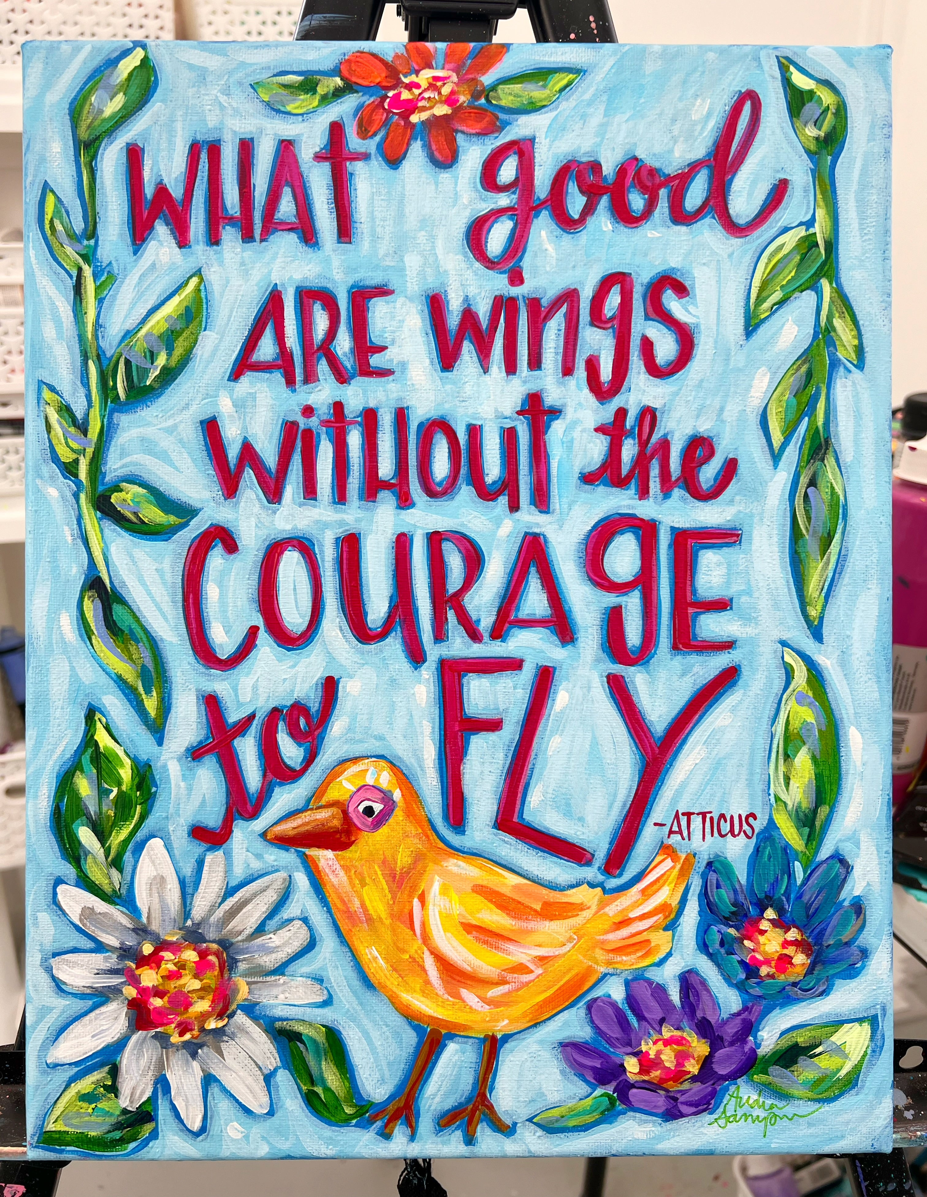 11x14" Original Quote Painting on Canvas - Atticus Quote