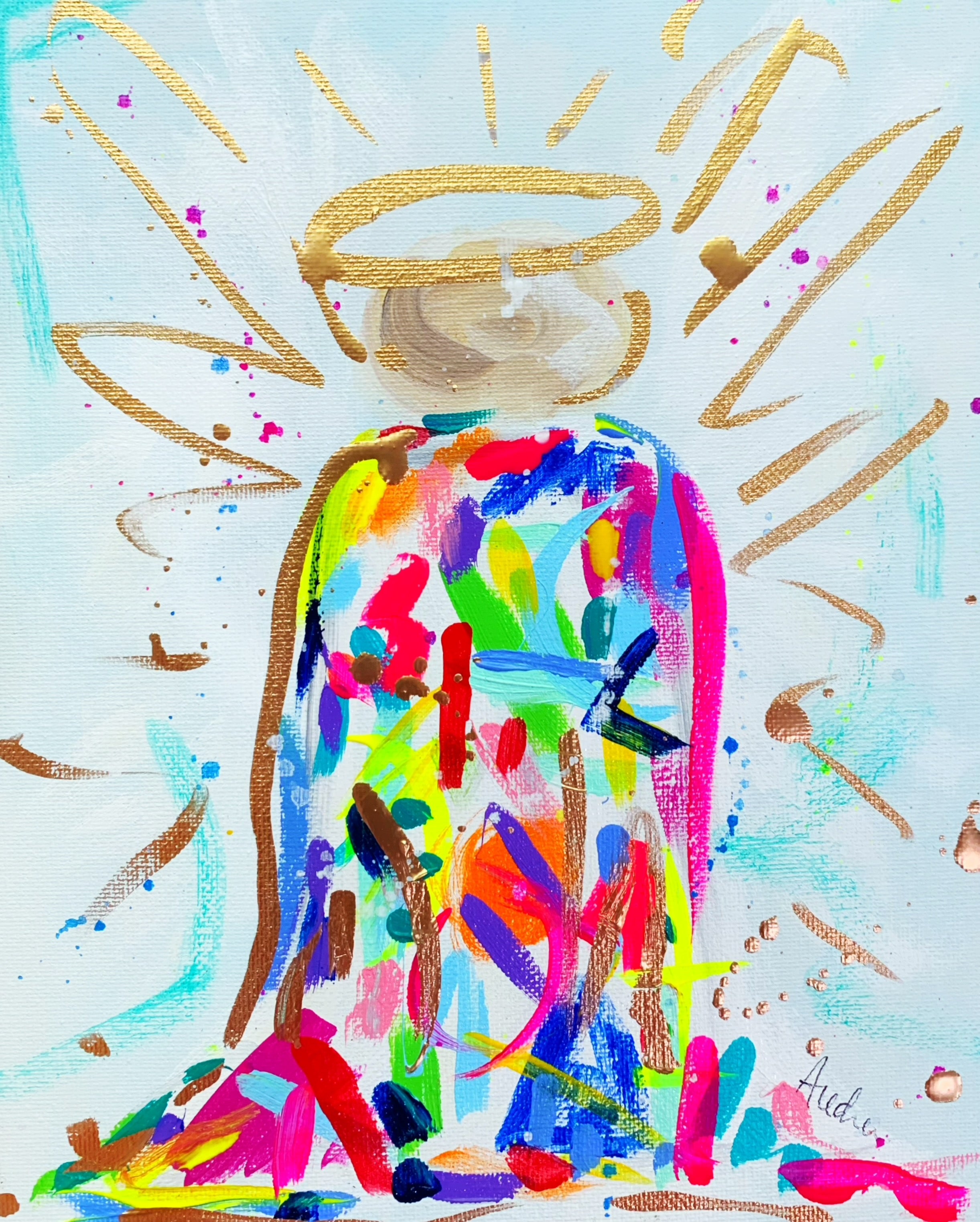 Abstract Angel Art Print on Paper or Canvas - Maximalist Decor, Colorful Wall Art Poster