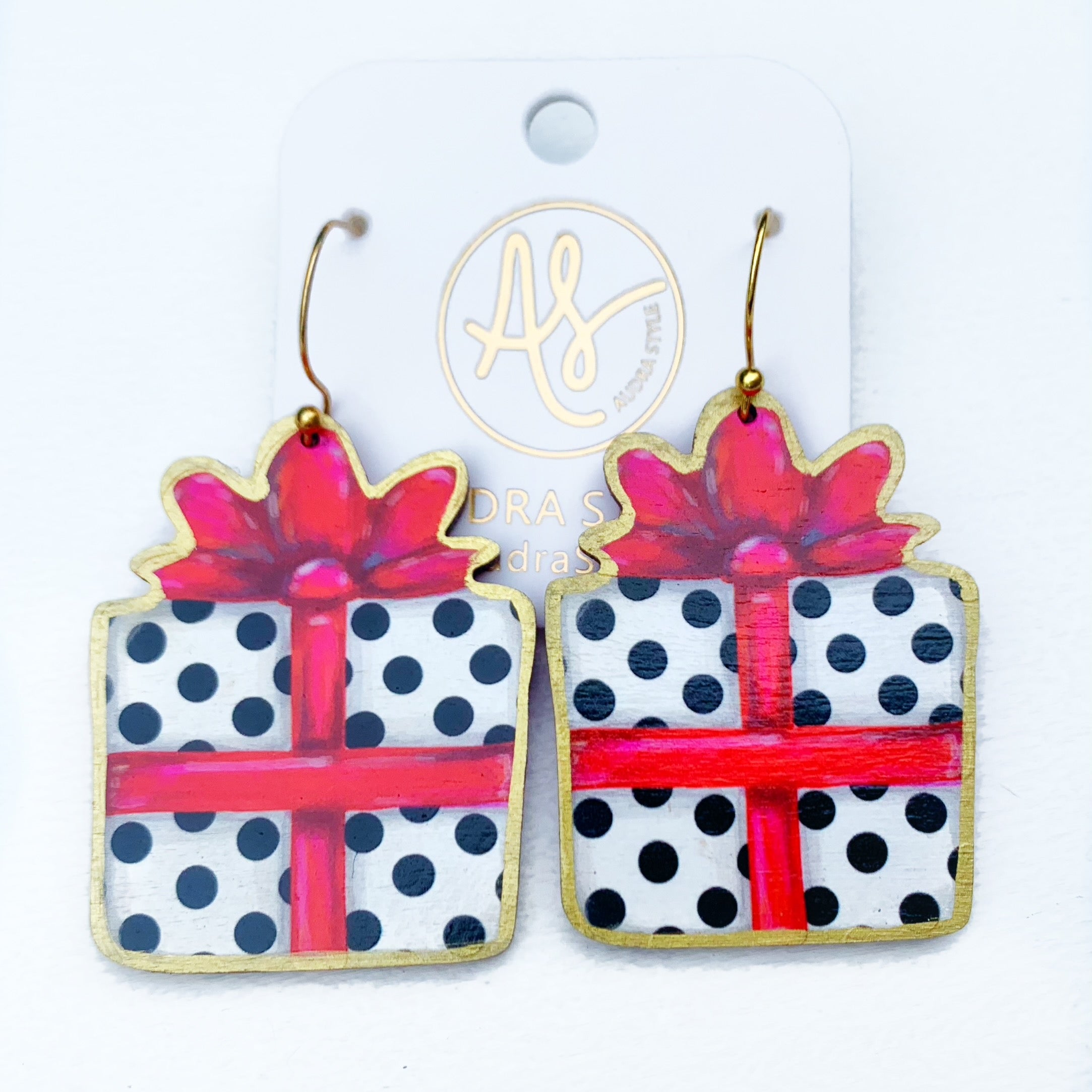 Christmas Earring - Black and White Dot Christmas Gift