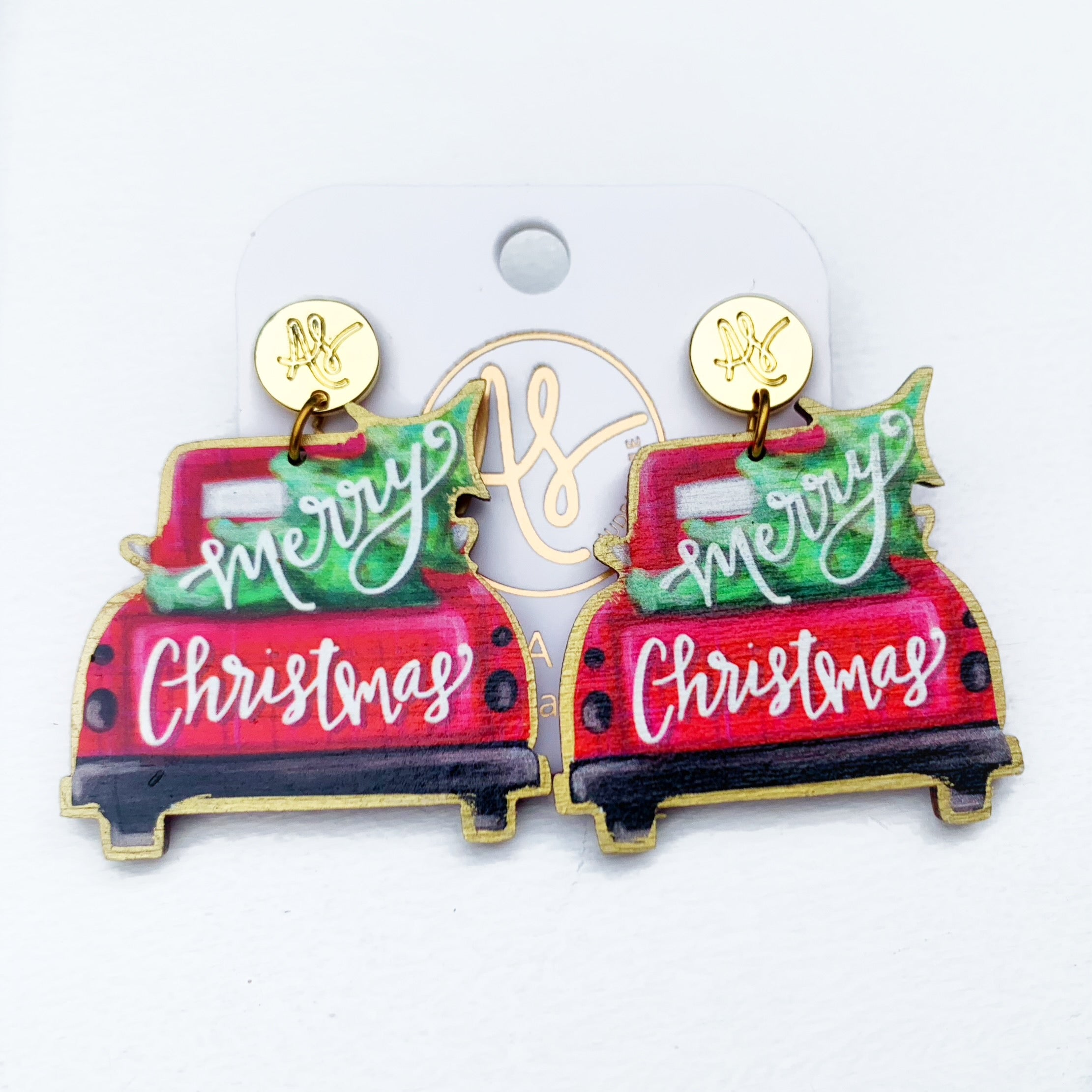 Christmas Earring - Merry Christmas Red Truck