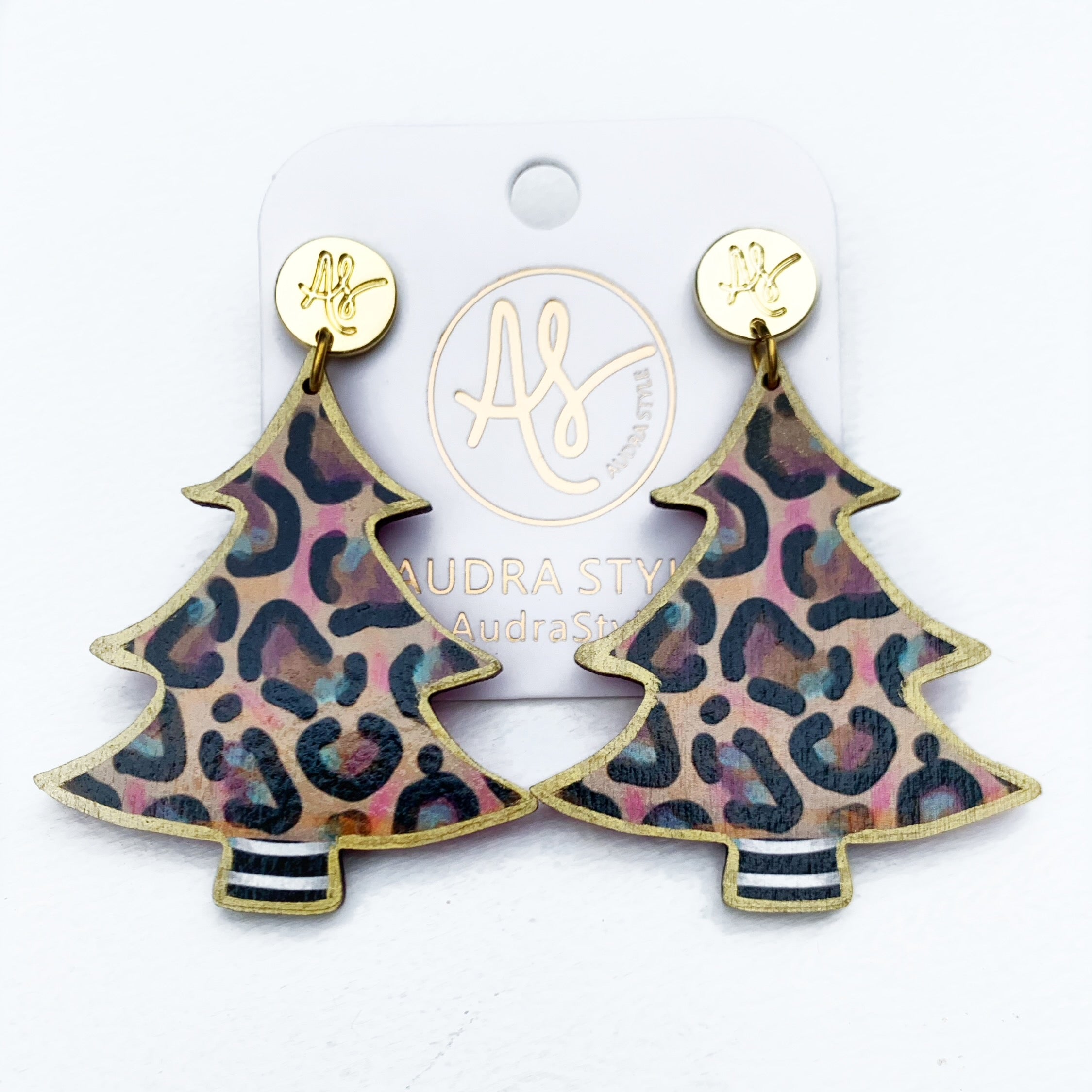 Christmas Earring - Cheetah Christmas Tree