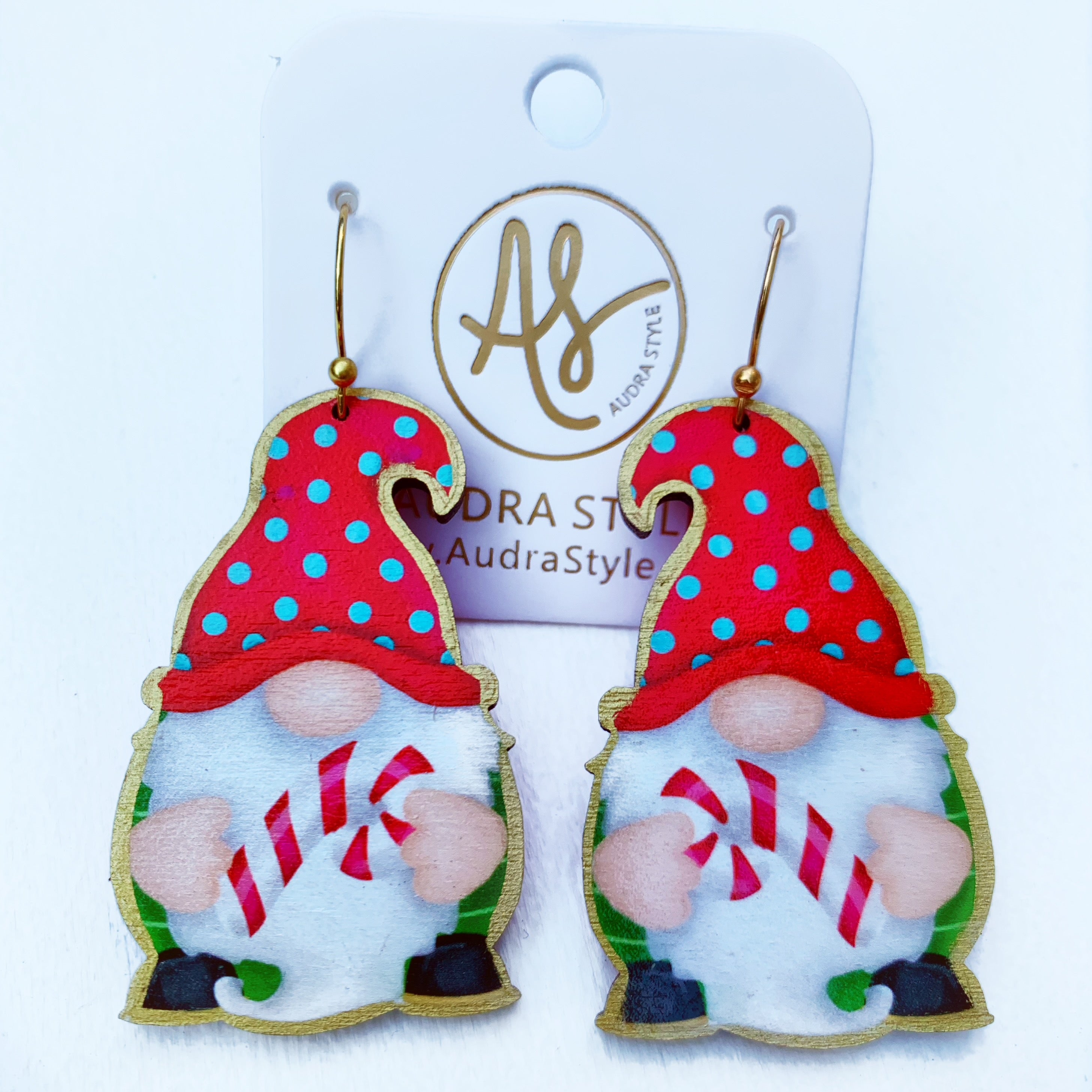 Christmas Earring - Candy Cane Gnome