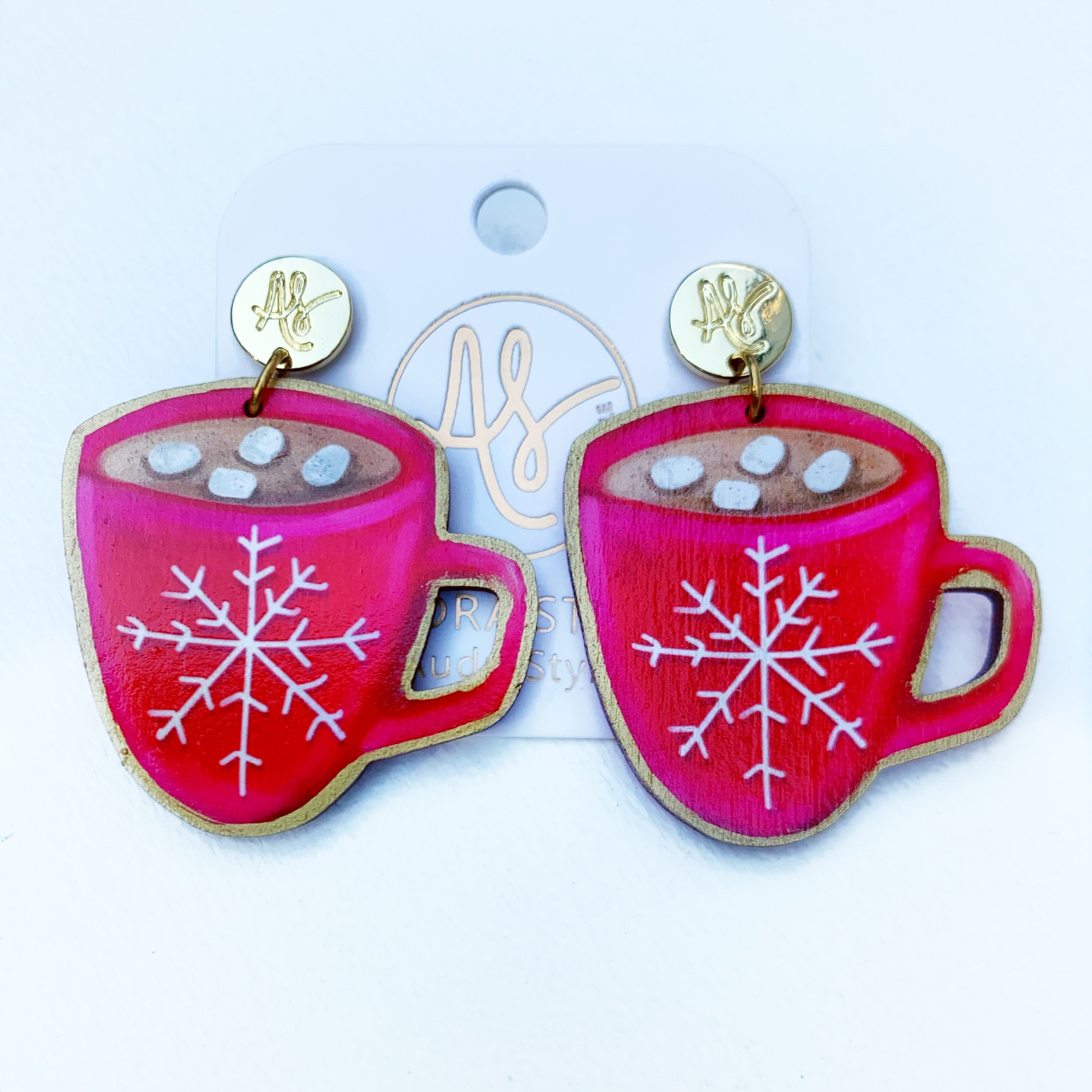 Christmas Earring - Red Snowflake Mug