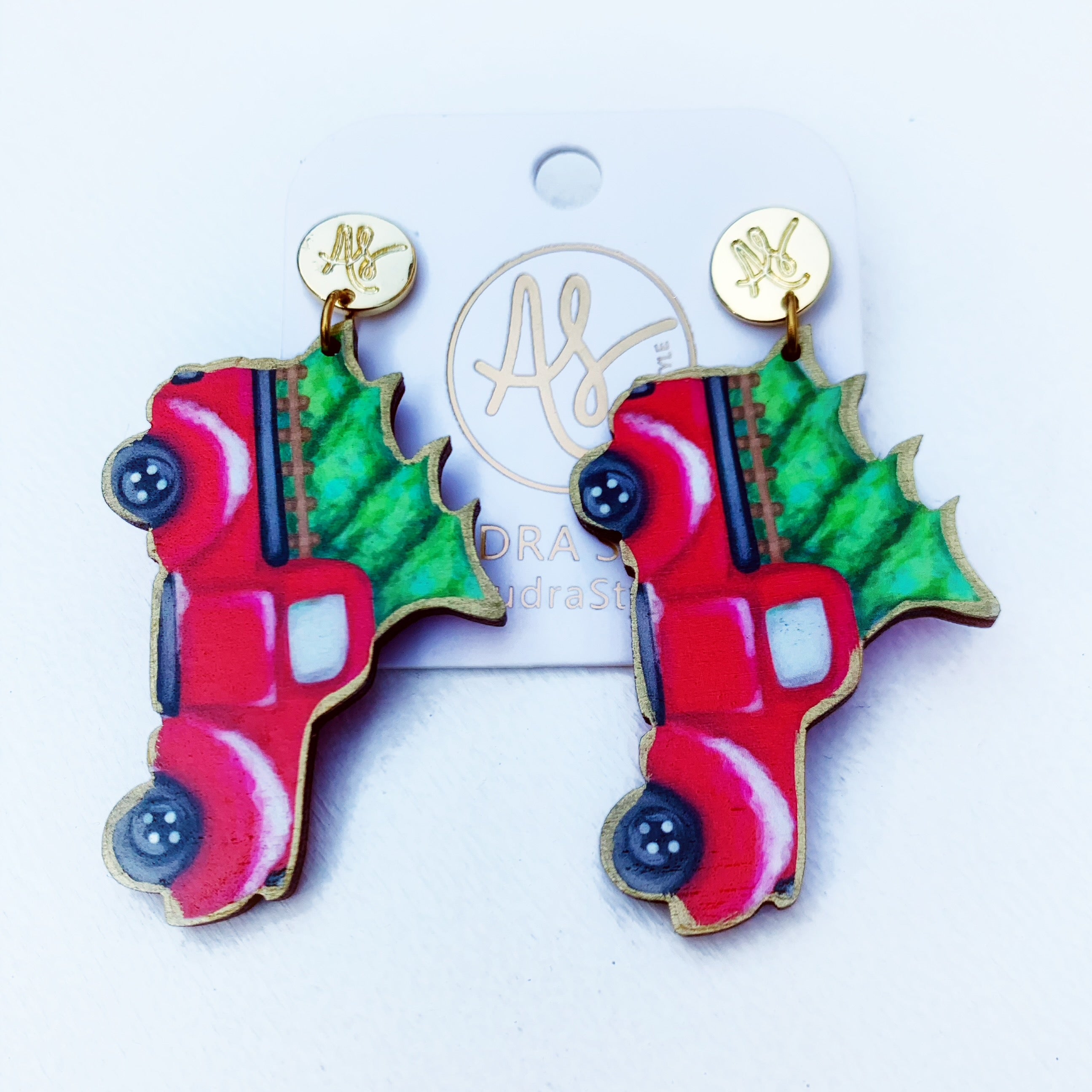 Christmas Earring - Christmas Tree Red Truck