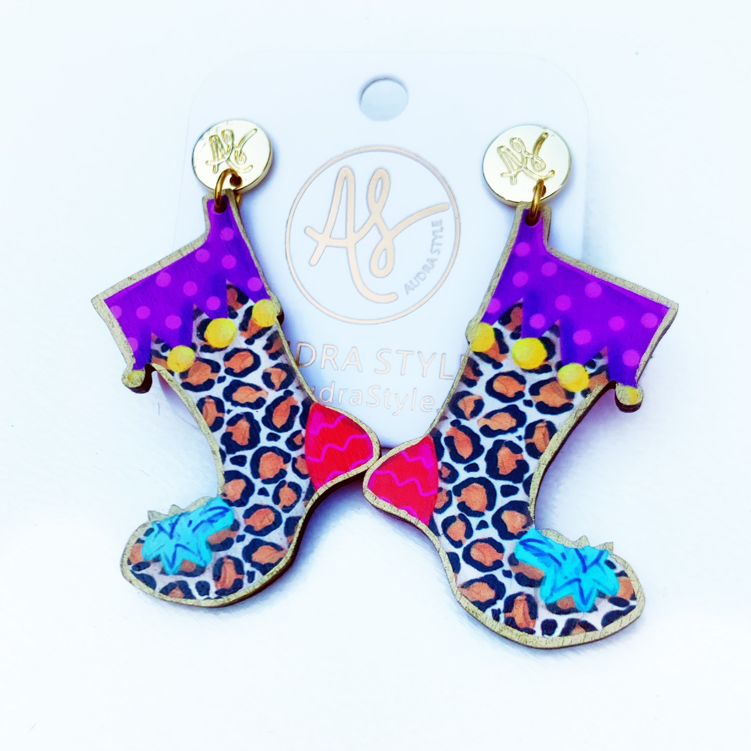 Christmas Earring - Leopard Stocking