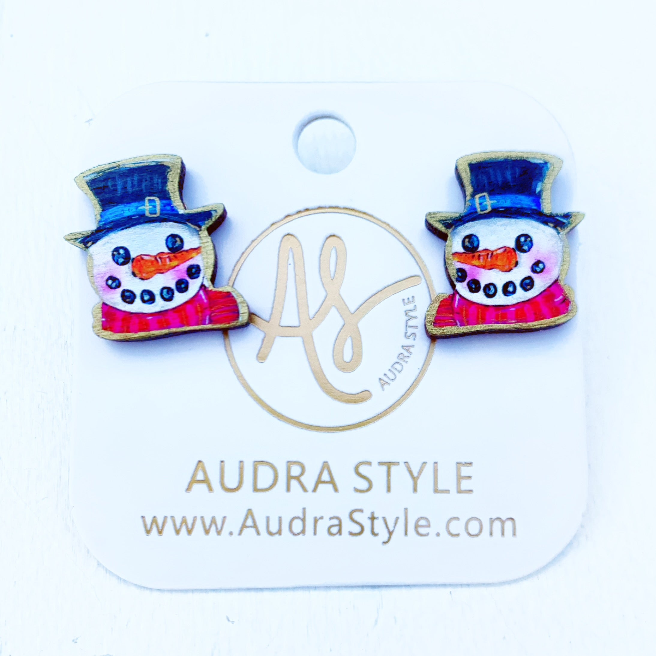 Christmas Earring - Snowman Face Stud