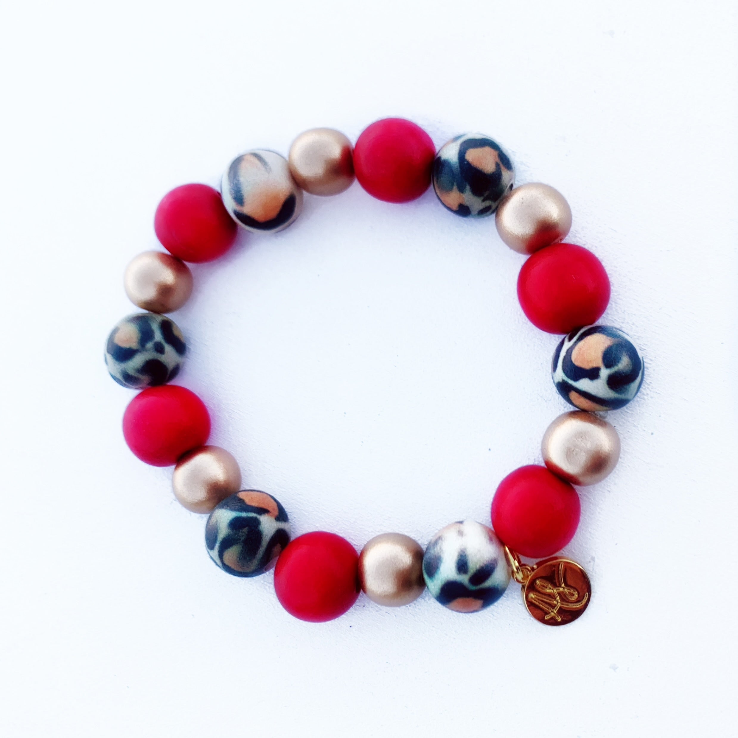 Christmas Bracelet - Audra Style™ Stacking Bracelet - Leopard Red Gold