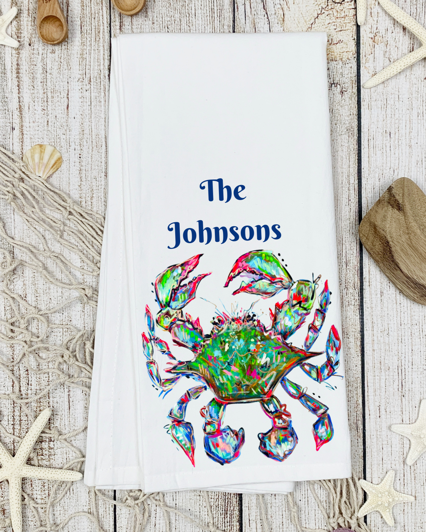 Blue Crab Tea Towel - Free Personalization