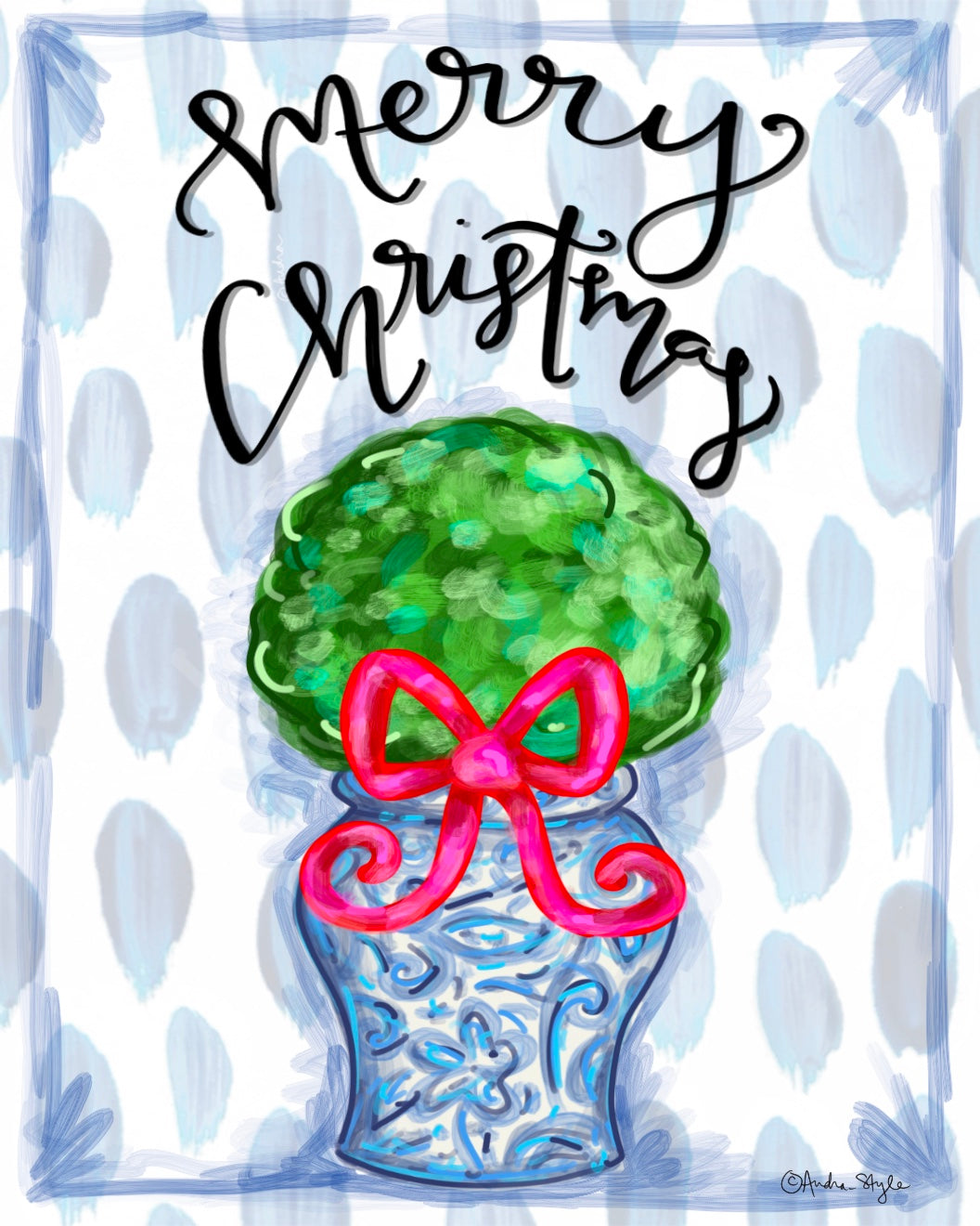 Christmas Canvas - Merry Christmas - Topiary Blue