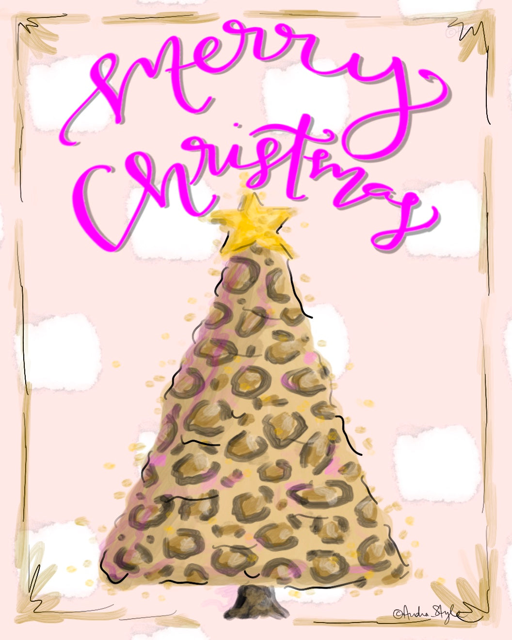 Christmas Canvas - Merry Christmas - Leopard Tree Pink