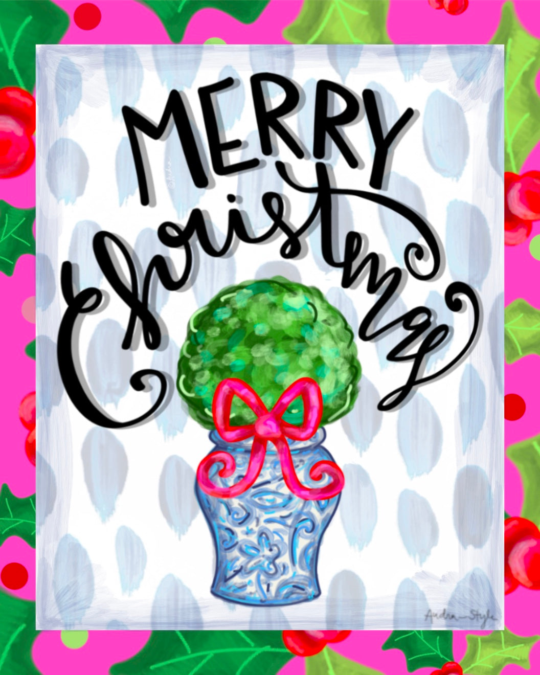 Christmas Canvas - Merry Christmas Topiary