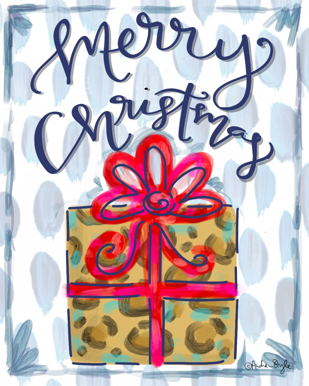 Christmas Canvas - Merry Christmas - Leopard Gift Art