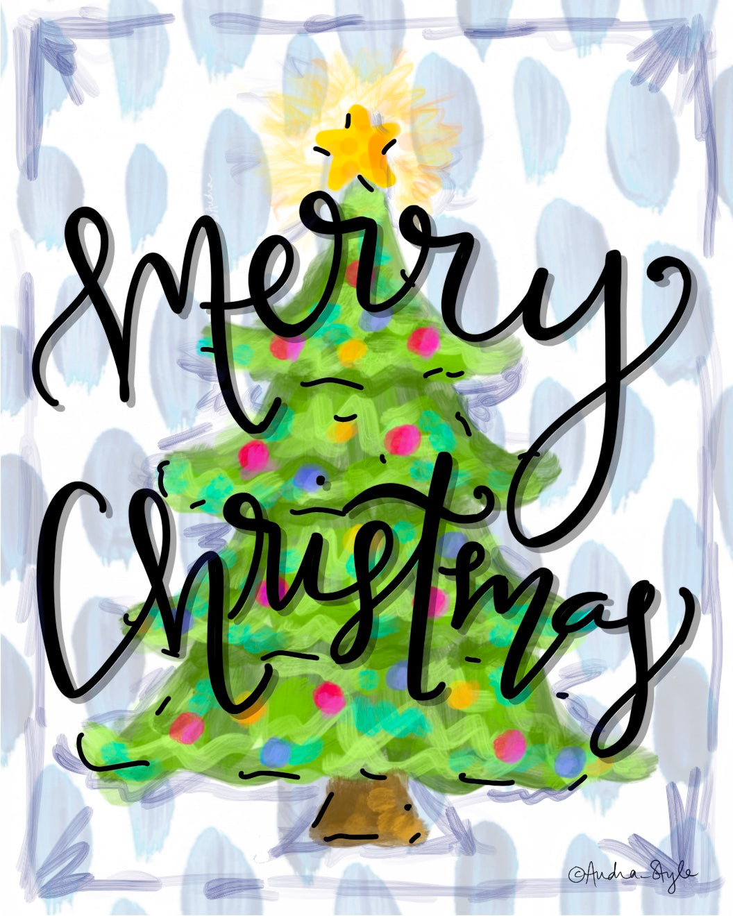 Christmas Canvas - Merry Christmas - Green Tree #1