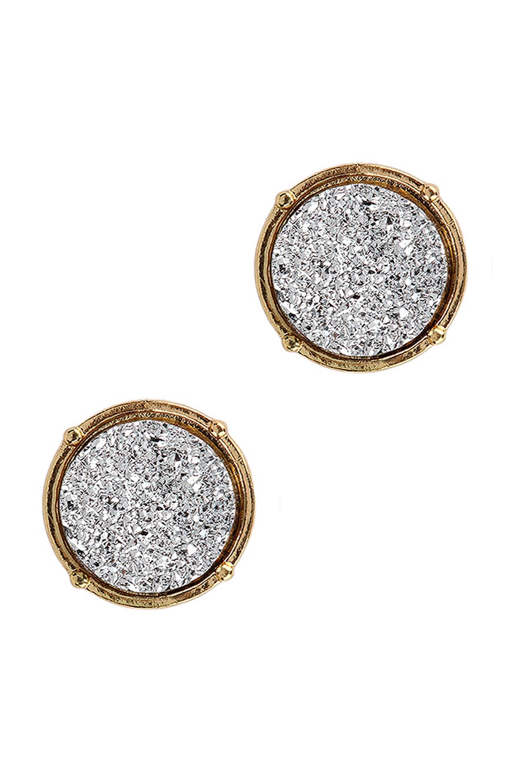 FE1921 - DRUZY ROUND POST EARRINGS: Brown