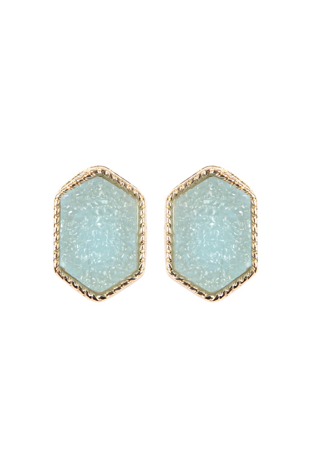 VE2334 - DRUZY HEXAGON POST EARRINGS: IRIDISCENT