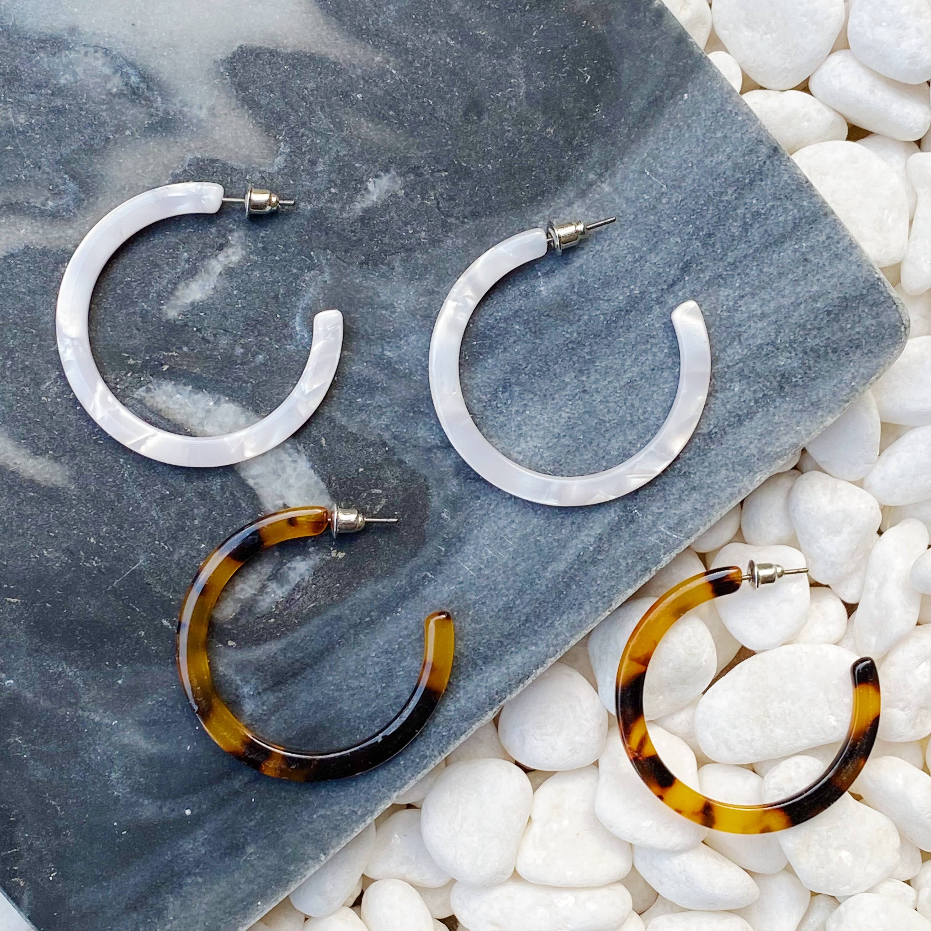 Thick Open Acrylic Hoops: Dark Tortoise