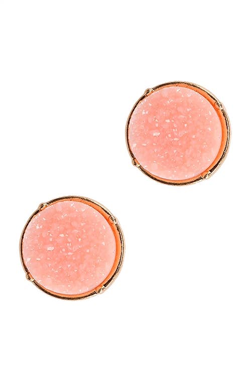 FE1921 - DRUZY ROUND POST EARRINGS: Brown