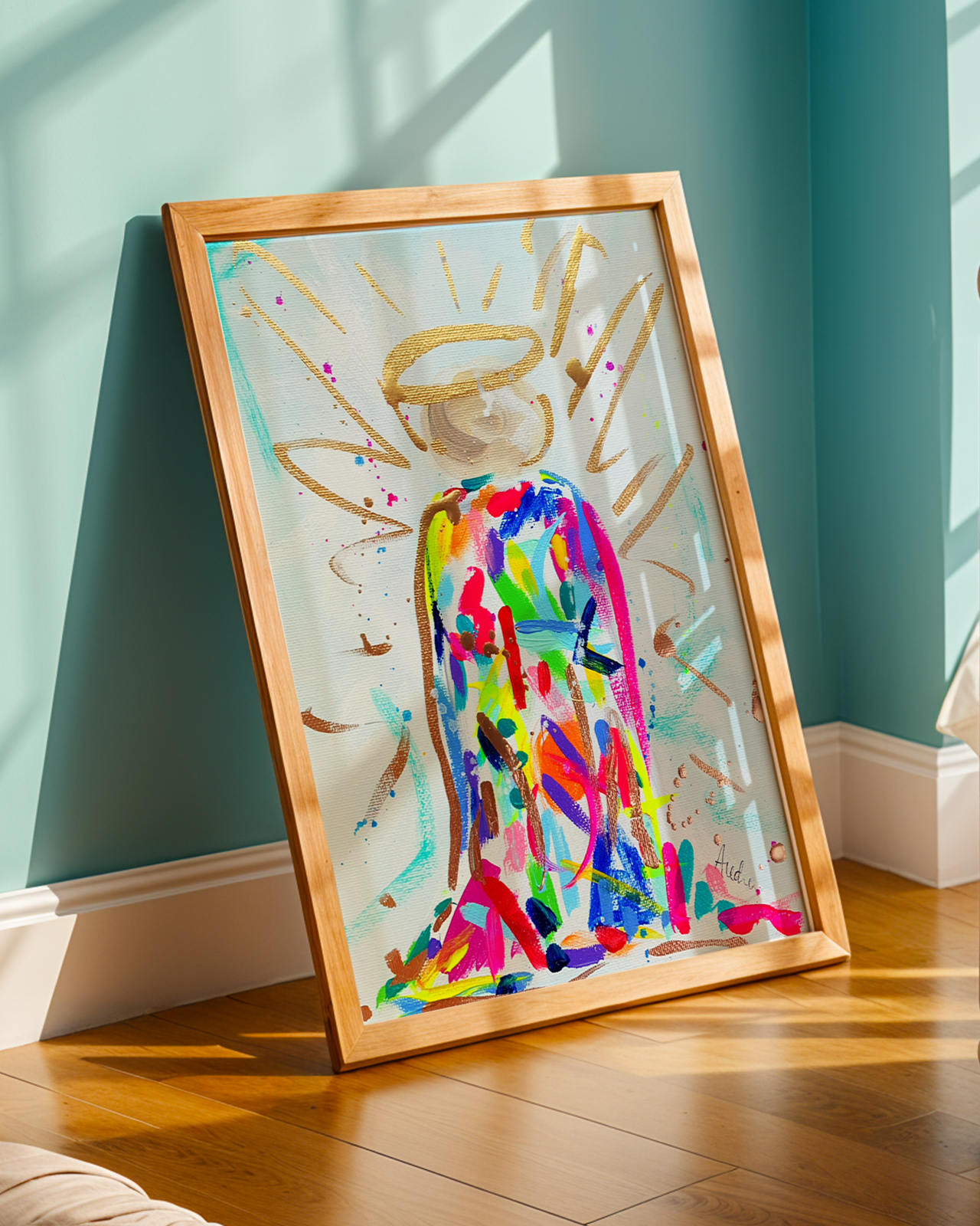 Abstract Angel Art Print on Paper or Canvas - Maximalist Decor, Colorful Wall Art Poster