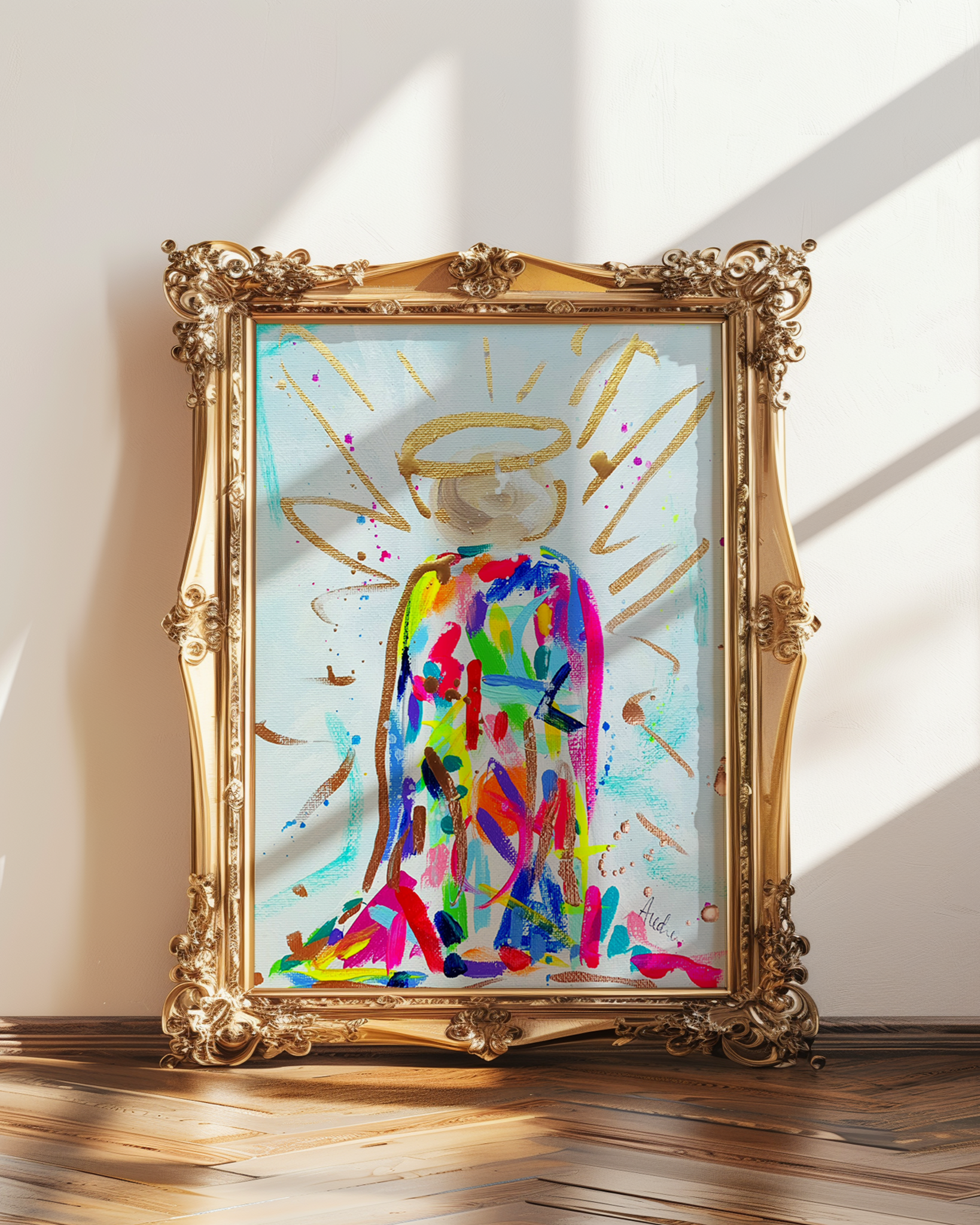 Abstract Angel Art Print on Paper or Canvas - Maximalist Decor, Colorful Wall Art Poster