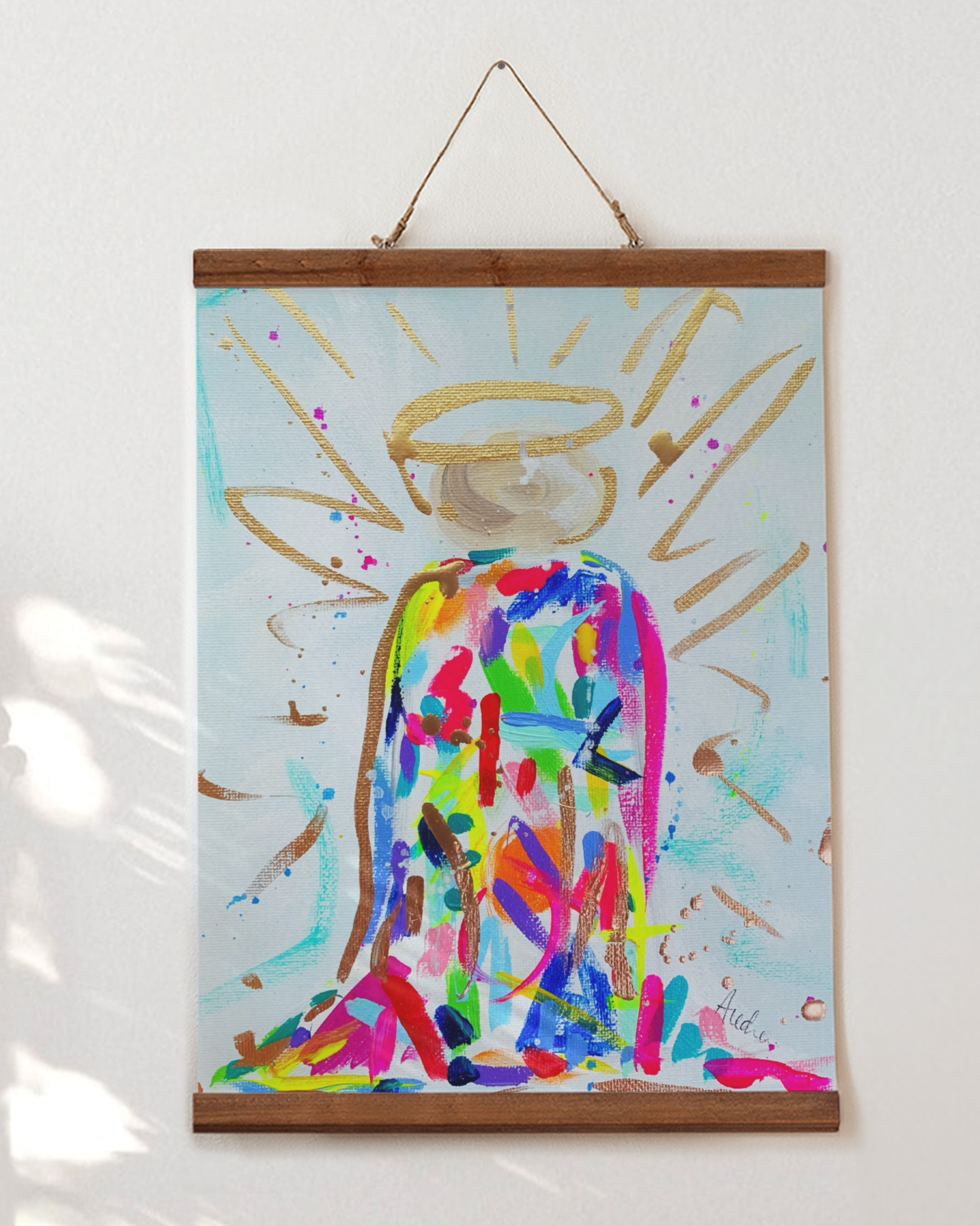 Abstract Angel Art Print on Paper or Canvas - Maximalist Decor, Colorful Wall Art Poster