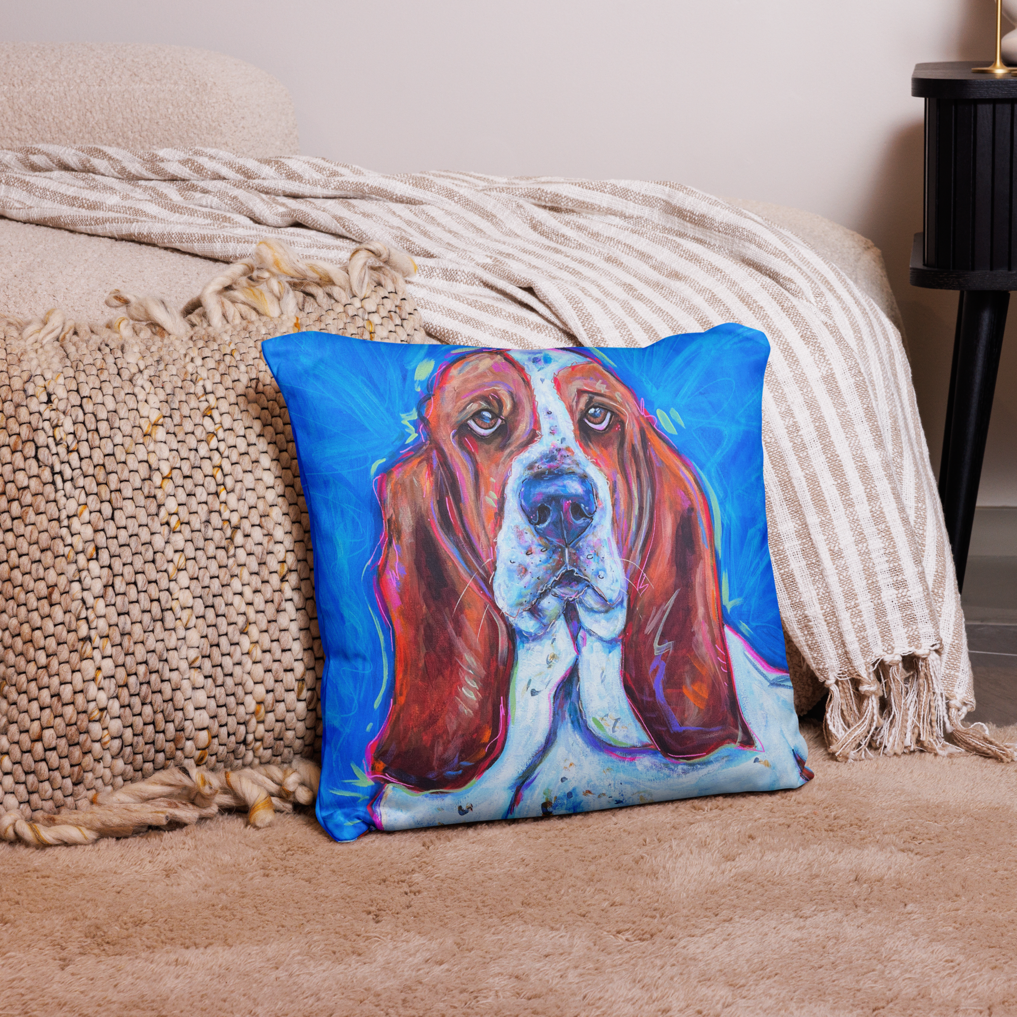 Bassett Hound 18x18" Throw Pillow