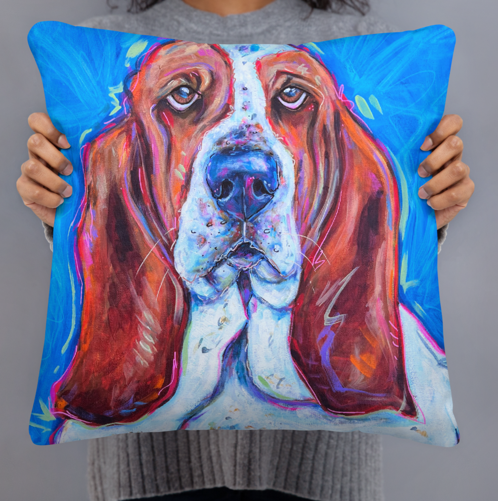 Bassett Hound 18x18" Throw Pillow