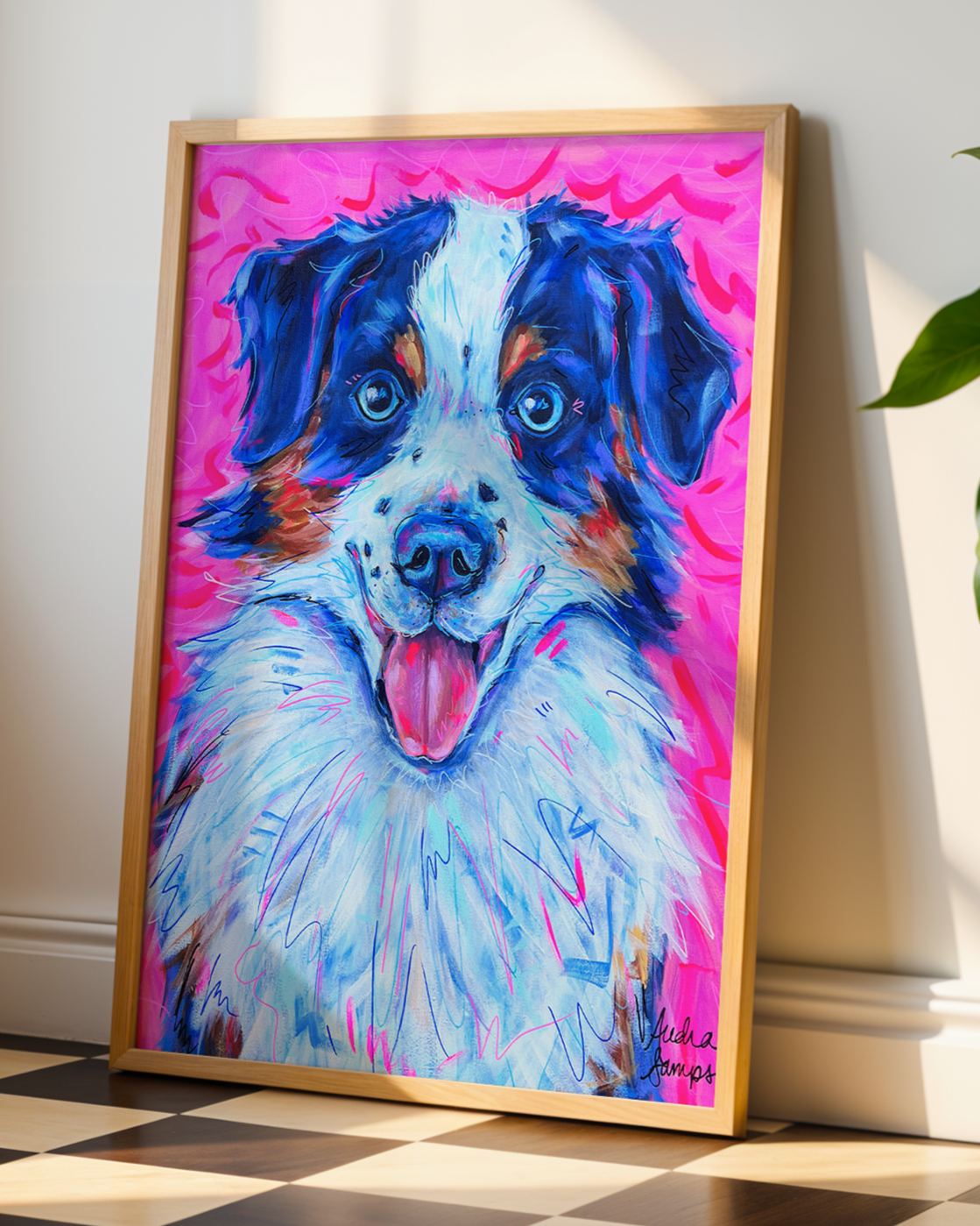 Australian Shepherd Print on Paper or Canvas - Pet Art, Dog Poster, Colorful Wall Art, Dog Gift, Dopamine Decor