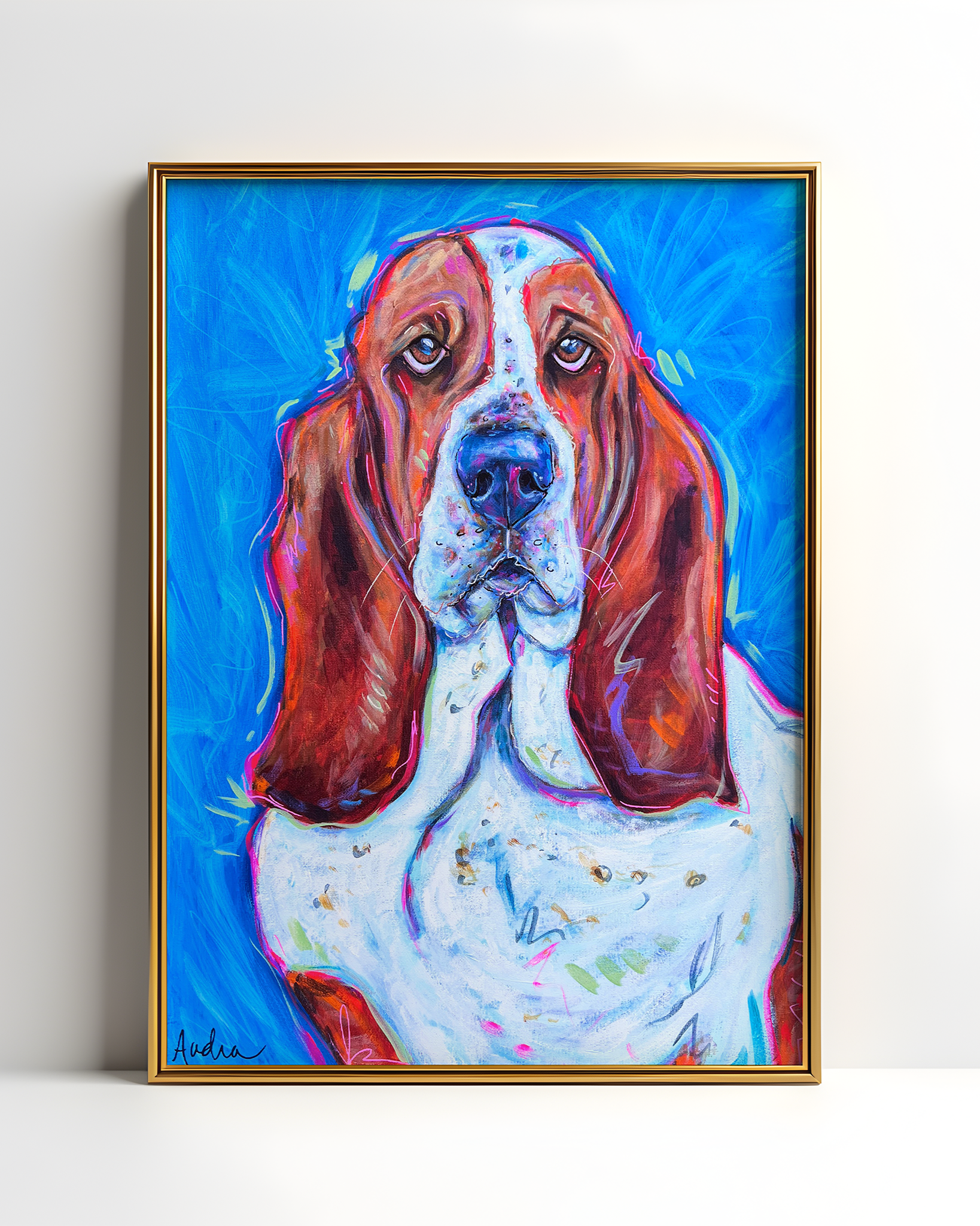 Basset Hound Print on Paper or Canvas - Pet Art, Dog Poster, Colorful Wall Art, Dog Gift, Dopamine Decor