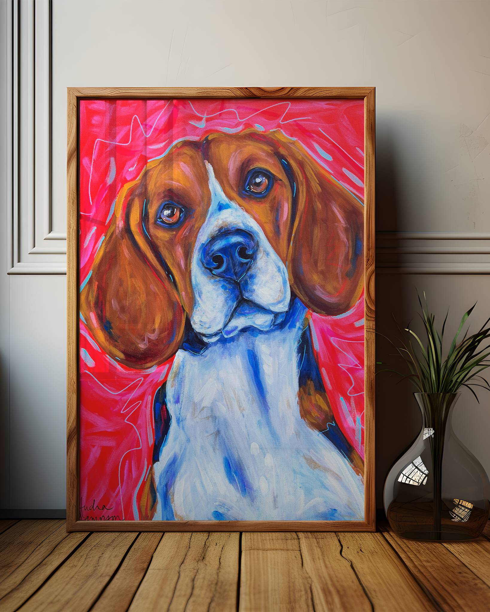 Beagle Print on Paper or Canvas - Pet Art, Dog Poster, Colorful Wall Art, Dog Gift, Dopamine Decor