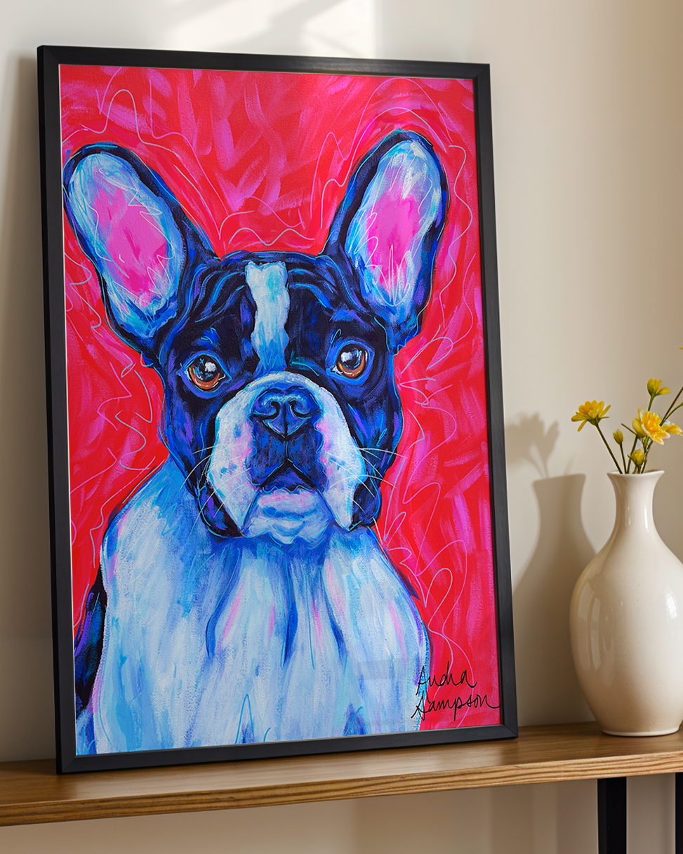 French Bulldog Print on Paper or Canvas - Pet Art, Dog Poster, Colorful Wall Art, Dog Gift, Dopamine Decor