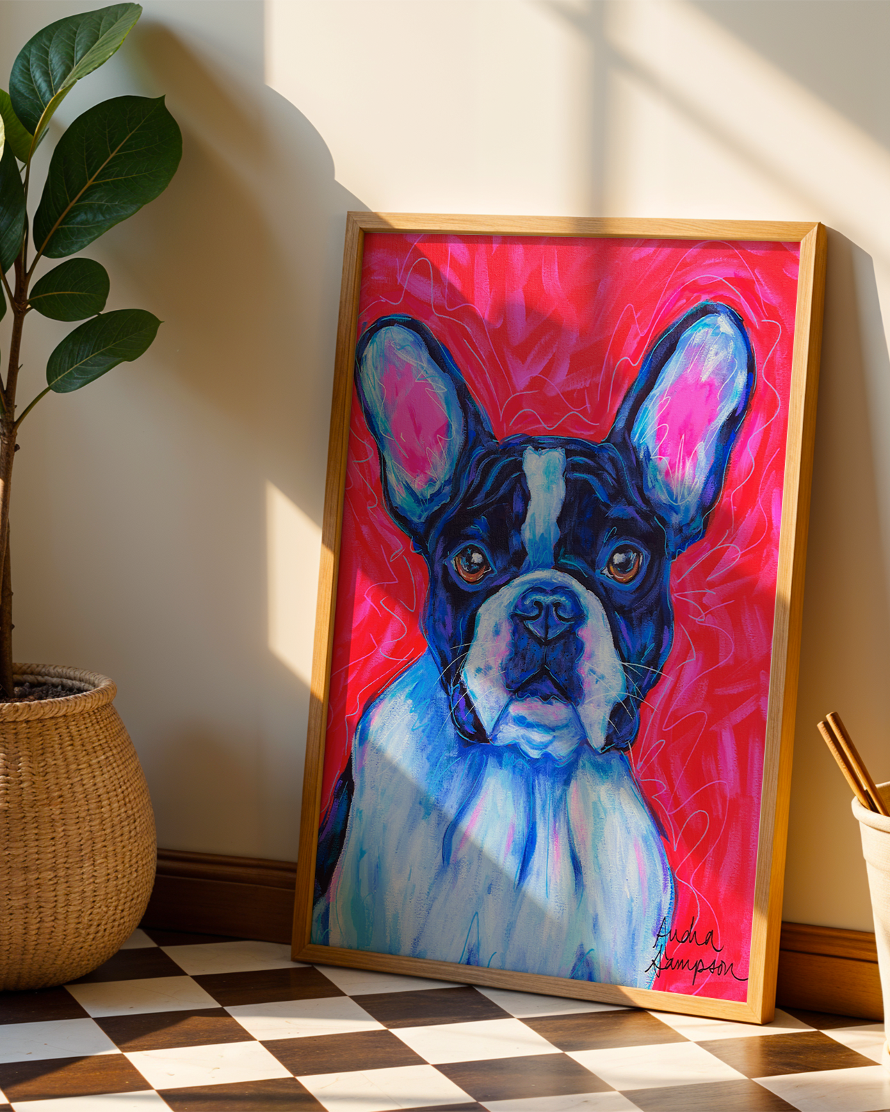 French Bulldog Print on Paper or Canvas - Pet Art, Dog Poster, Colorful Wall Art, Dog Gift, Dopamine Decor