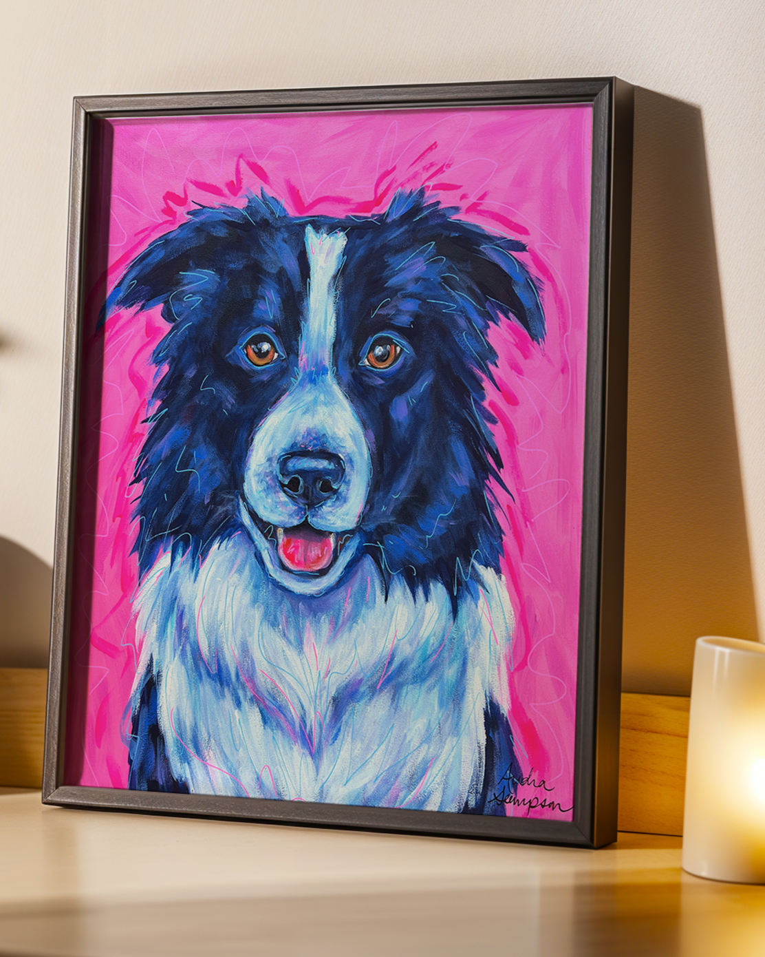 Border Collie Print on Paper or Canvas - Pet Art, Dog Poster, Colorful Wall Art, Dog Gift, Dopamine Decor