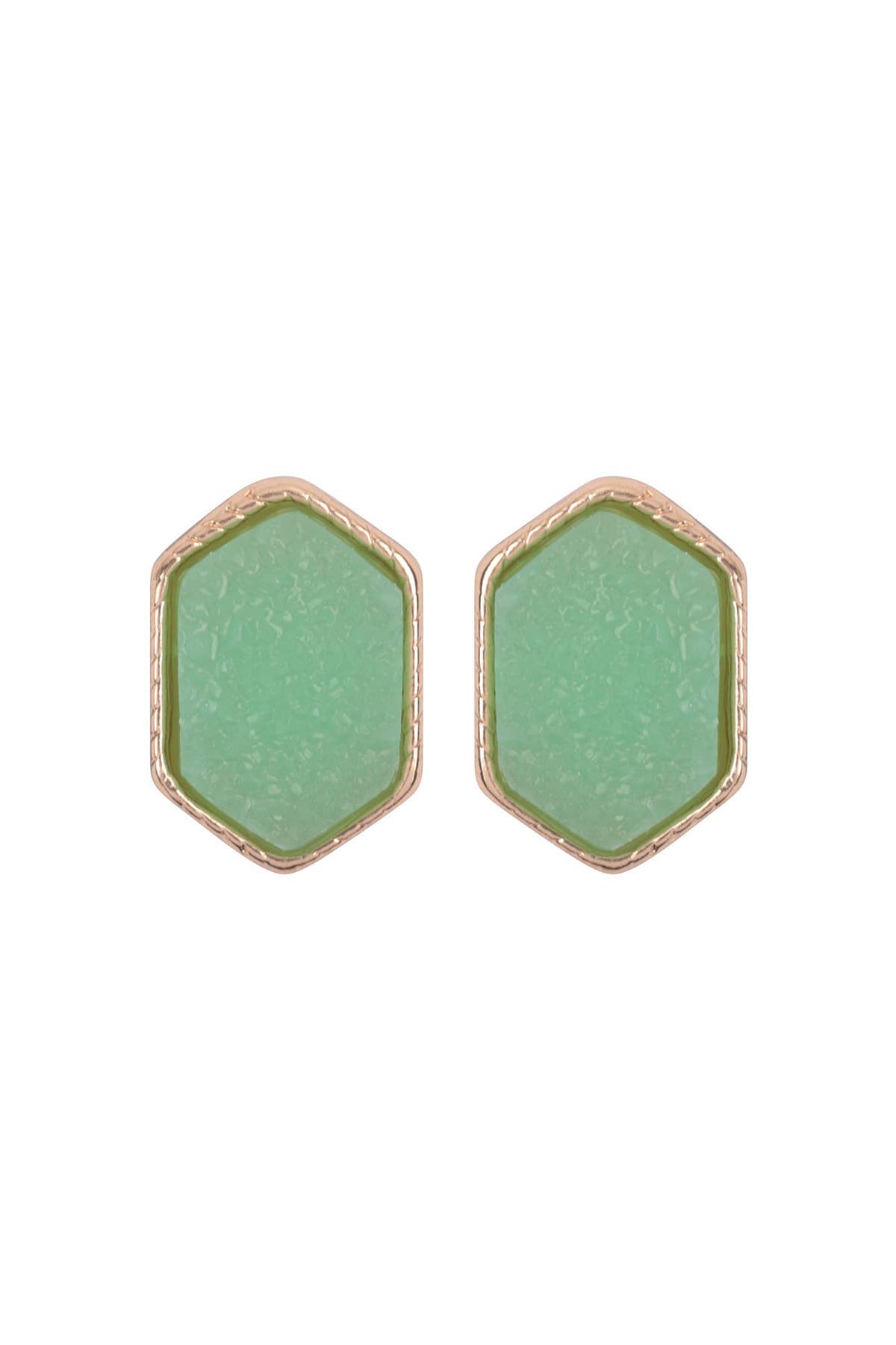 VE2334 - DRUZY HEXAGON POST EARRINGS: CHAMPAGNE