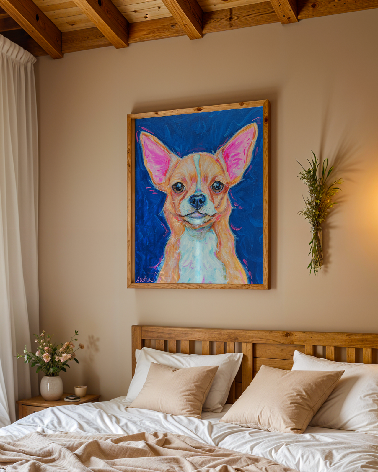 Chihuahua Print on Paper or Canvas - Pet Art, Dog Poster, Colorful Wall Art, Dog Gift, Dopamine Decor