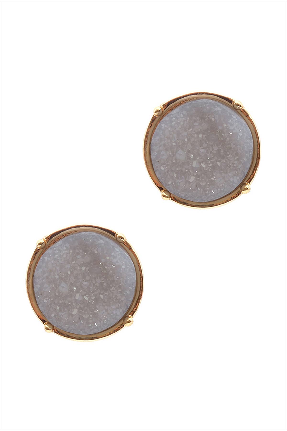 FE1921 - DRUZY ROUND POST EARRINGS: Brown