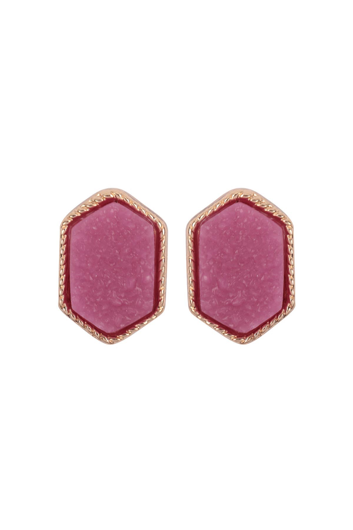 VE2334 - DRUZY HEXAGON POST EARRINGS: CHAMPAGNE