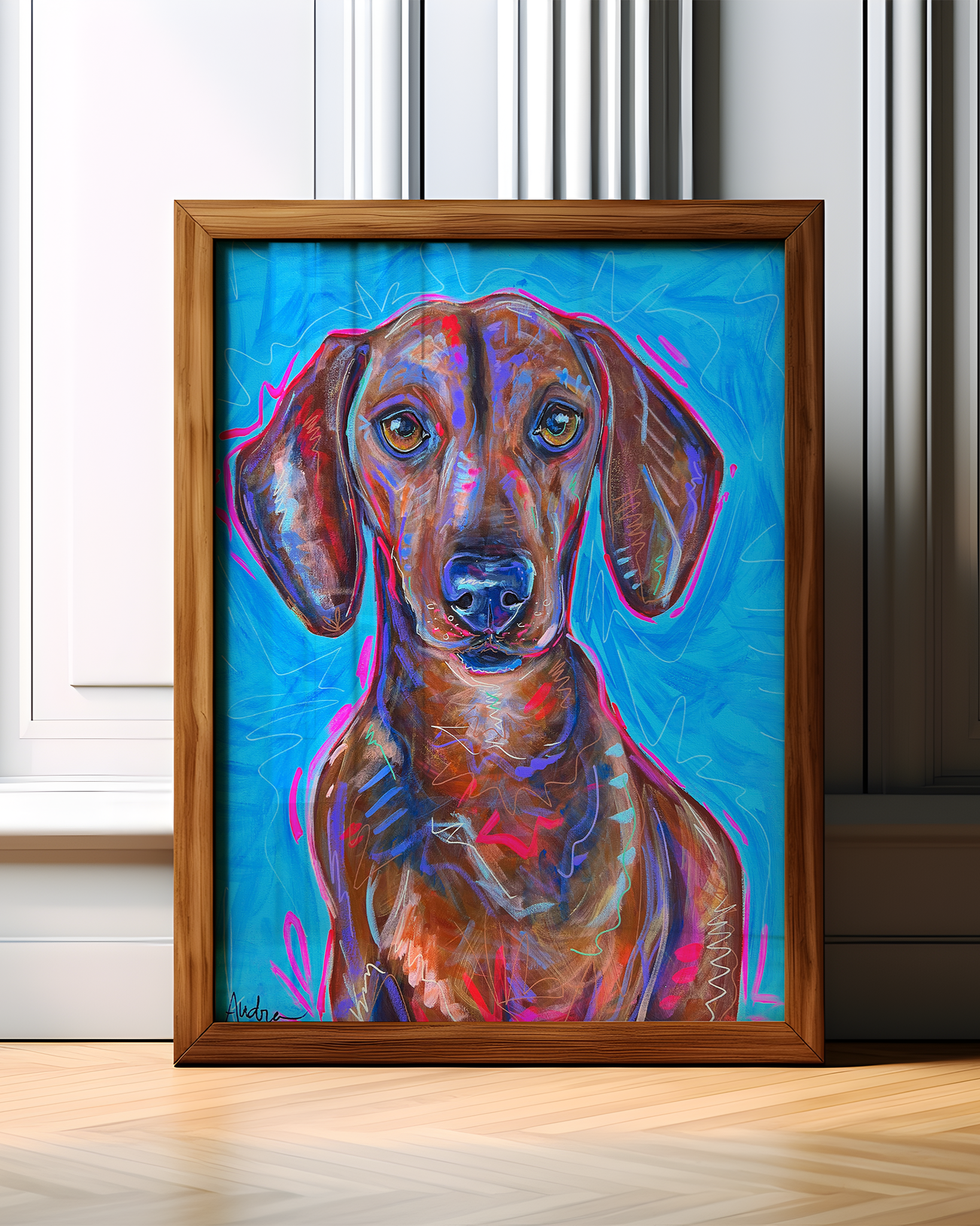 Dachshund Print on Paper or Canvas - Pet Art, Dog Poster, Colorful Wall Art, Dog Gift, Dopamine Decor