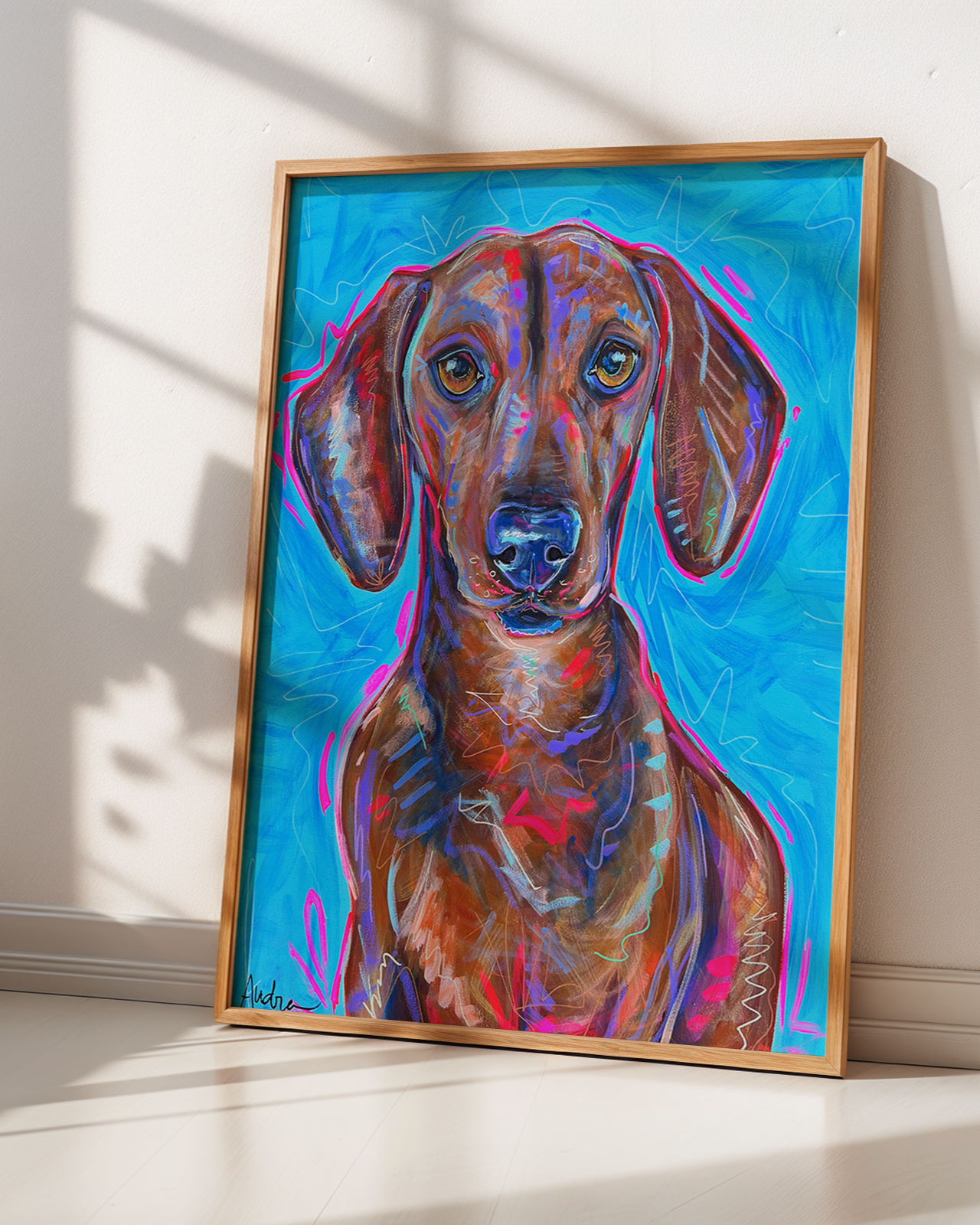 Dachshund Print on Paper or Canvas - Pet Art, Dog Poster, Colorful Wall Art, Dog Gift, Dopamine Decor