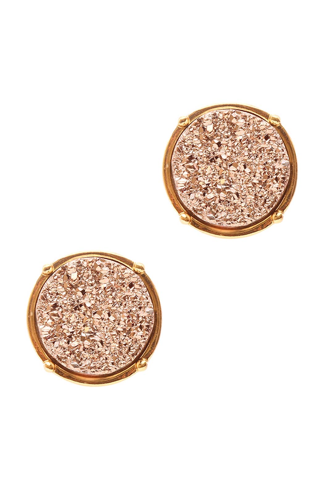 FE1921 - DRUZY ROUND POST EARRINGS: Brown