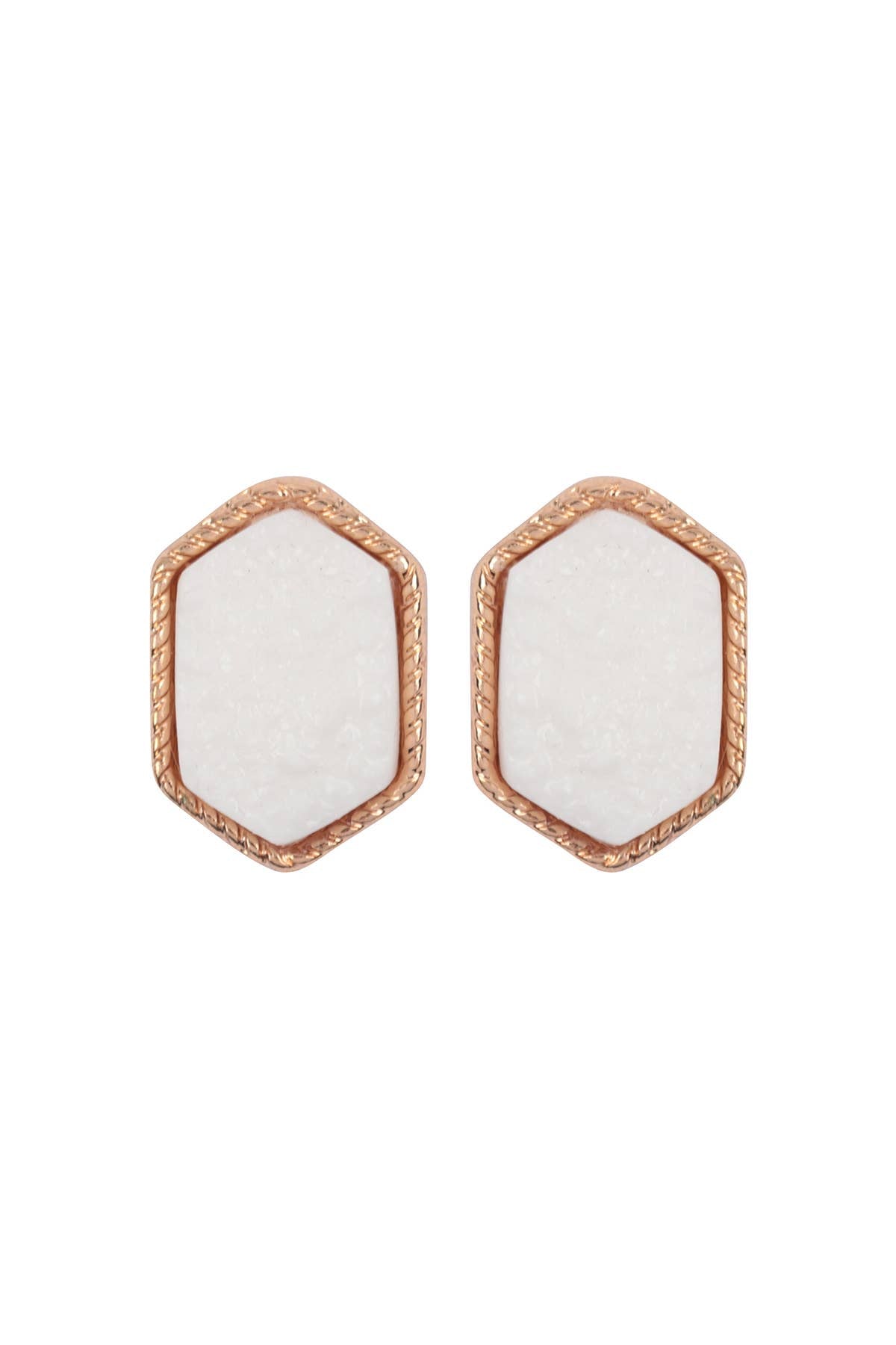 VE2334 - DRUZY HEXAGON POST EARRINGS: IRIDISCENT