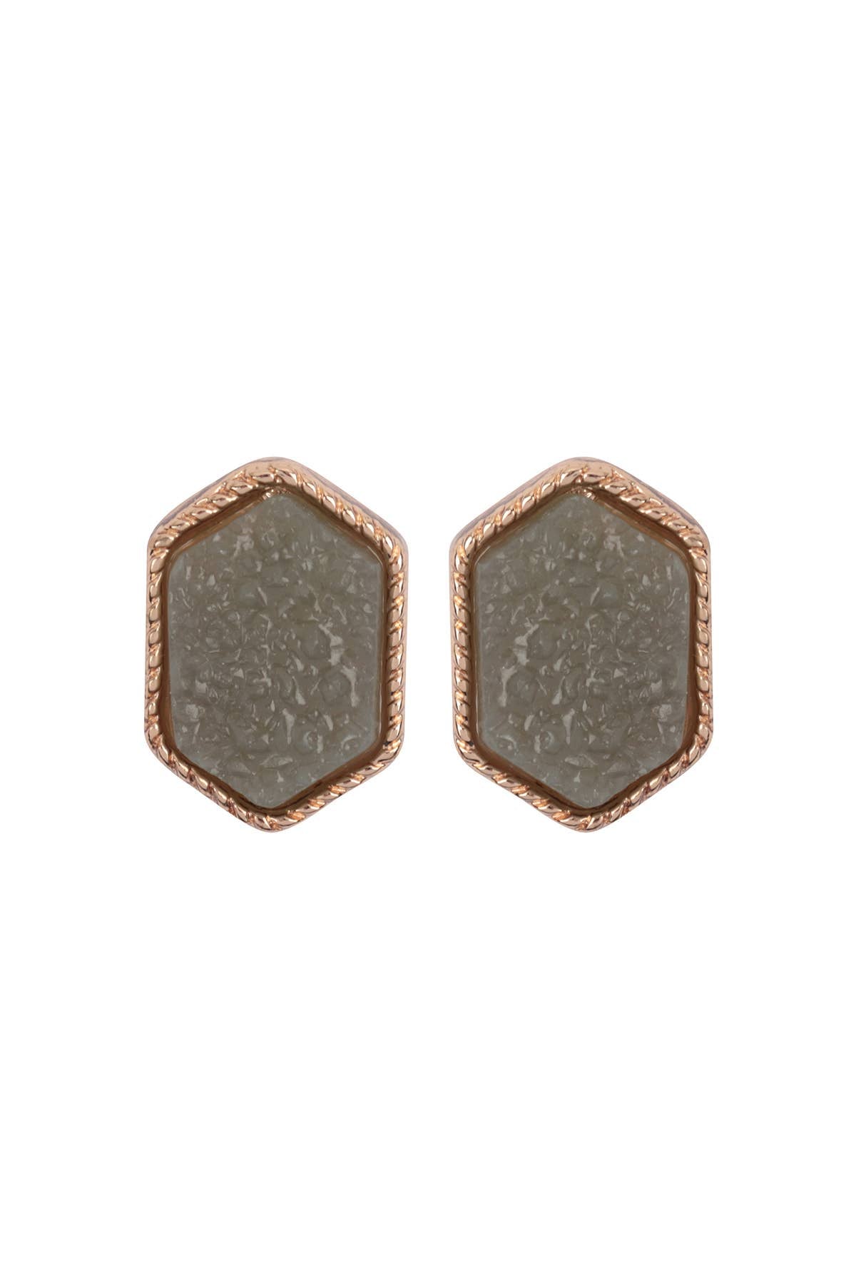 VE2334 - DRUZY HEXAGON POST EARRINGS: MONTANA BLUE