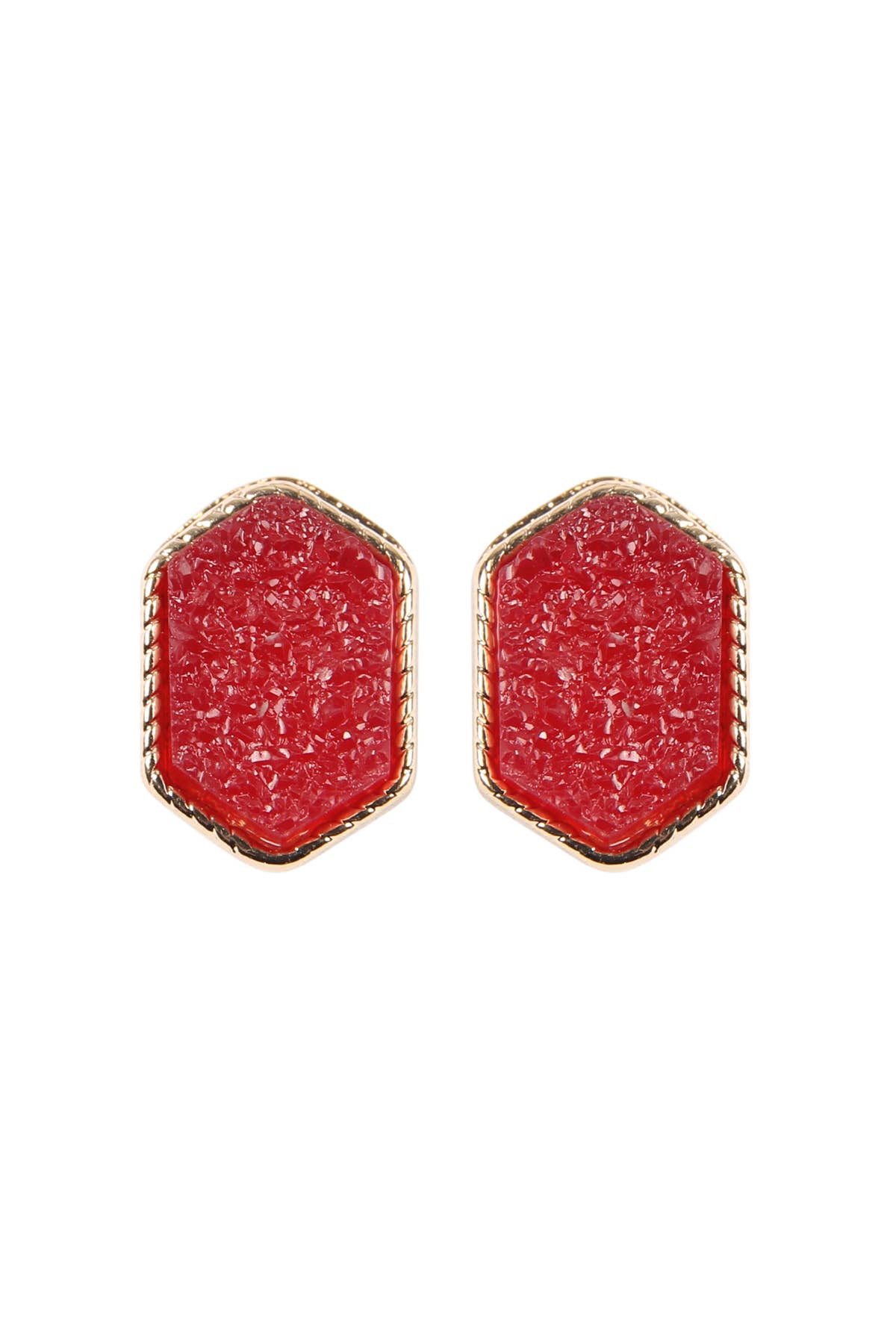 VE2334 - DRUZY HEXAGON POST EARRINGS: IRIDISCENT