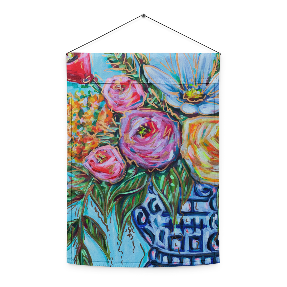 Floral Ginger Jar Garden flag