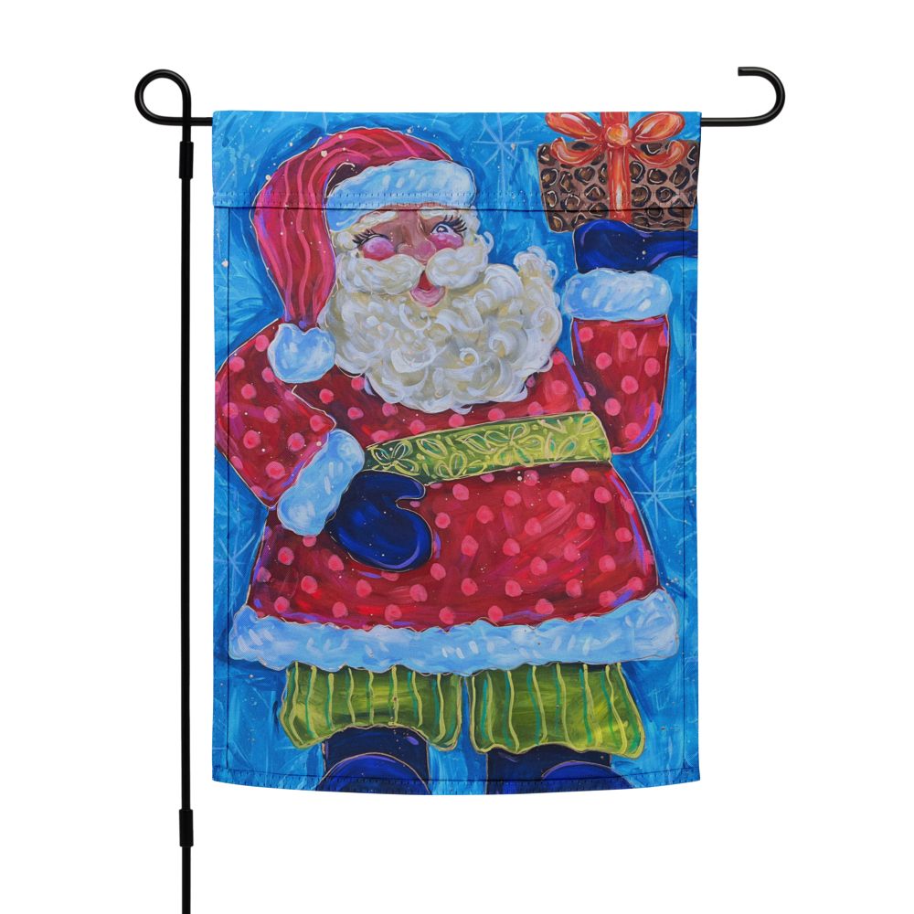 Striped Pant Santa Garden flag