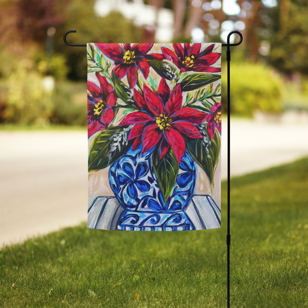 Christmas Poinsettia Garden flag